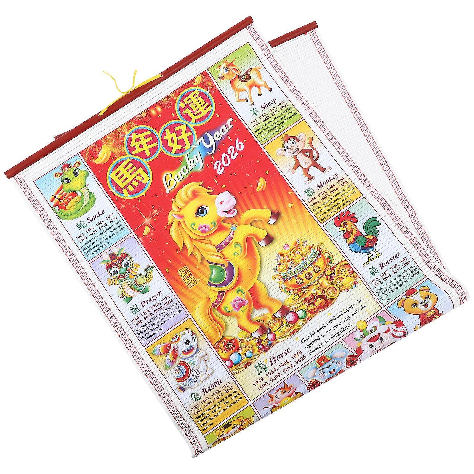 Monthly Planner Year of Horse Wall Calendar for Family Or Office Paper Assorted Color 1Pcs