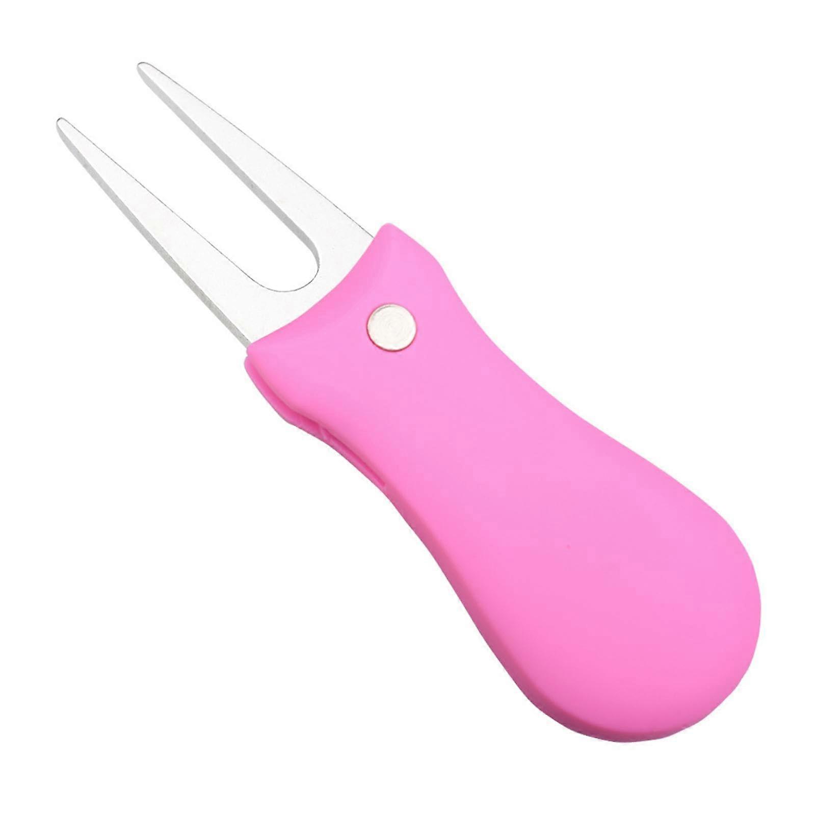 Golf Divot Tool Golf Divot Tool and Ball Indicator Portable Folding Golf Tool with Button Pink