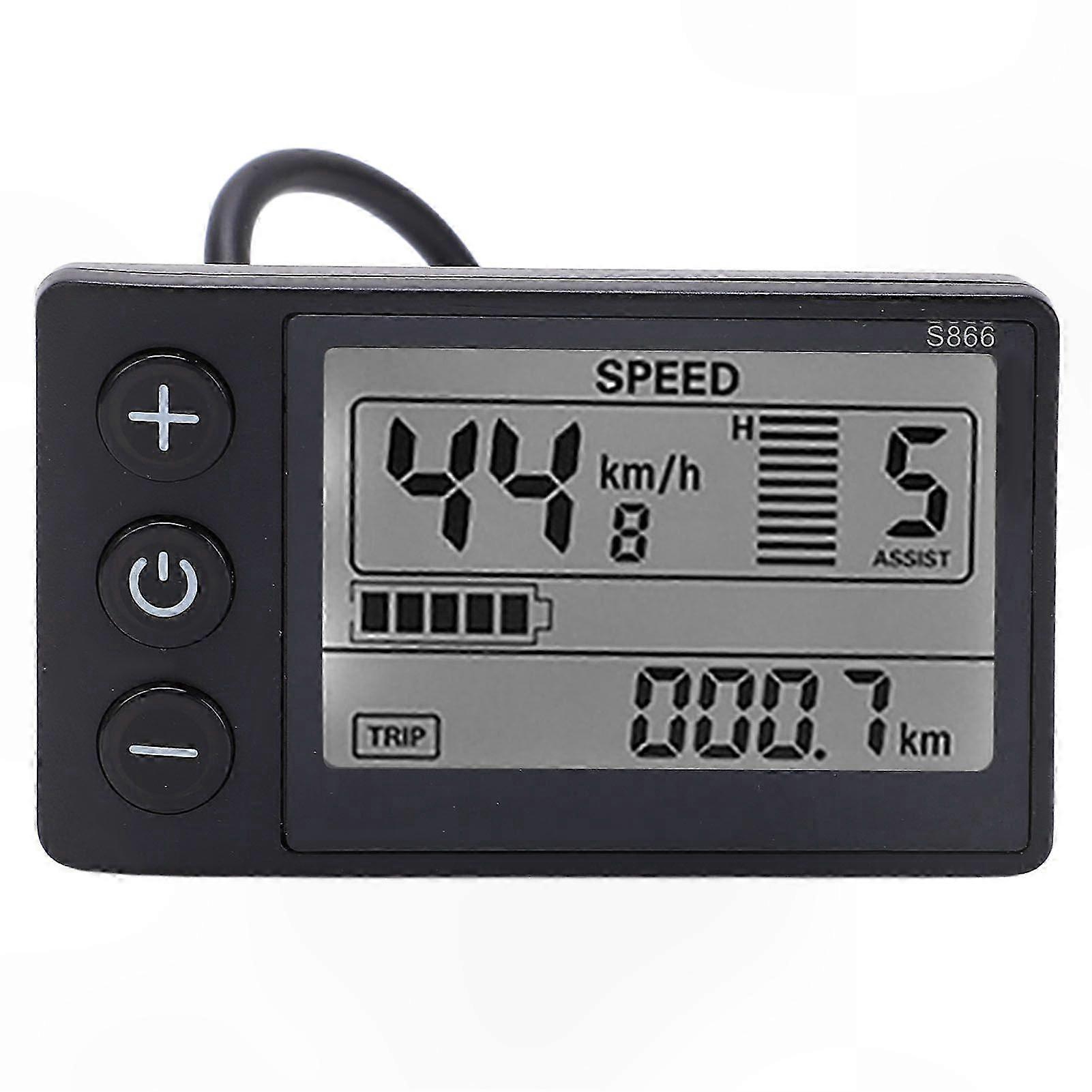 LCD Display Meter for Electric Bikes 24V-48V Waterproof Control Panel with Plug