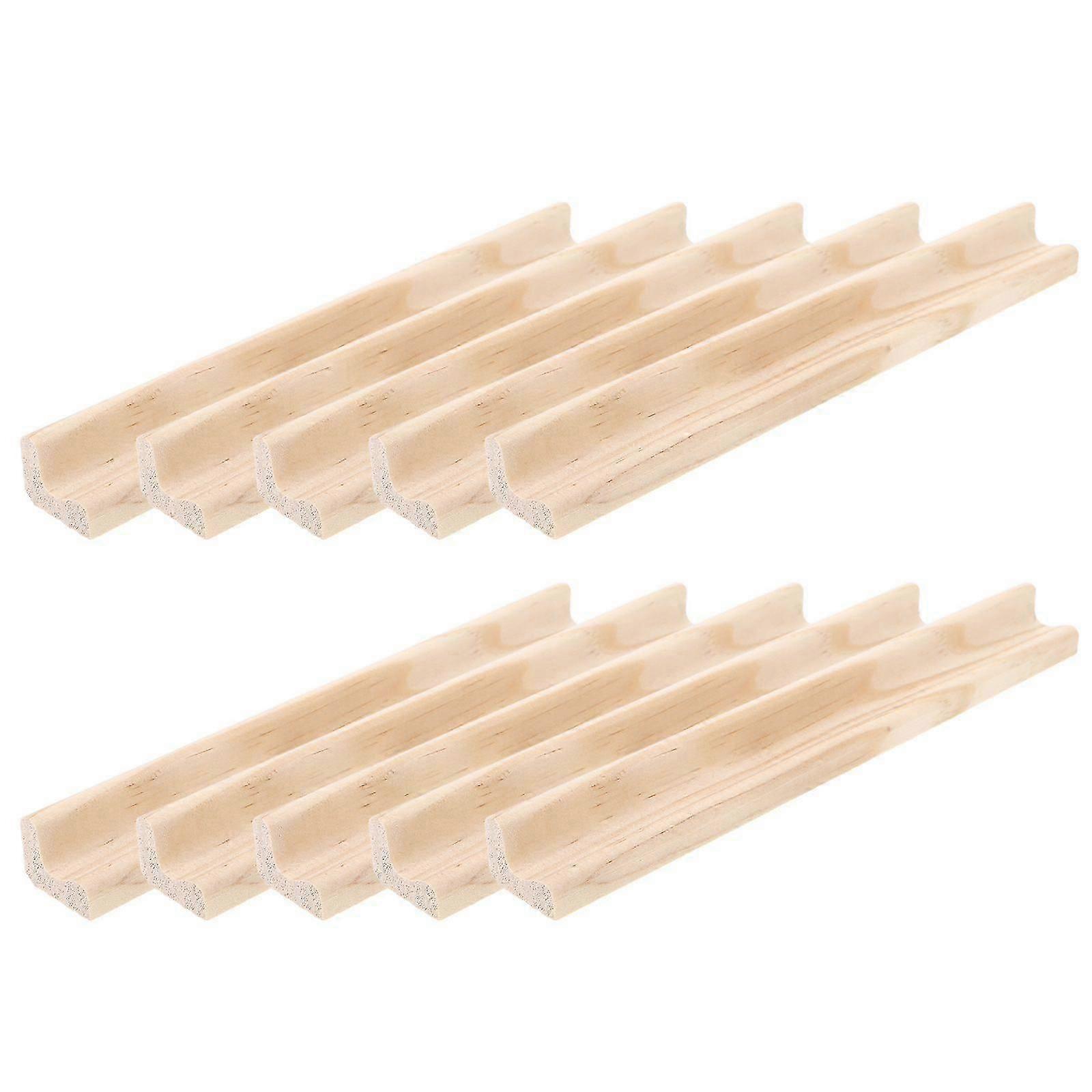 6pcs Scrabble Tiles Holders Unfinished Wooden Domino Racks Wood Letter Display Trays Replacement for DIY Crafts Board Game Supplies 19cm