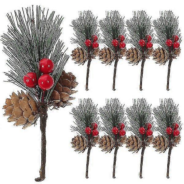 10pcs Creative Pine Picks Novelty Simulation Christmas Berry Pine C...