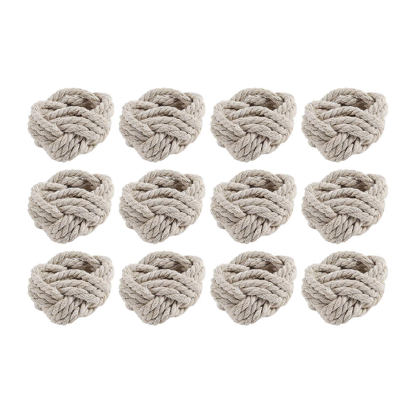 Rond de serviette de table 12 pièces Set de serviette en corde de coton rond de serviette-toile de jute rond de serviette ensemble