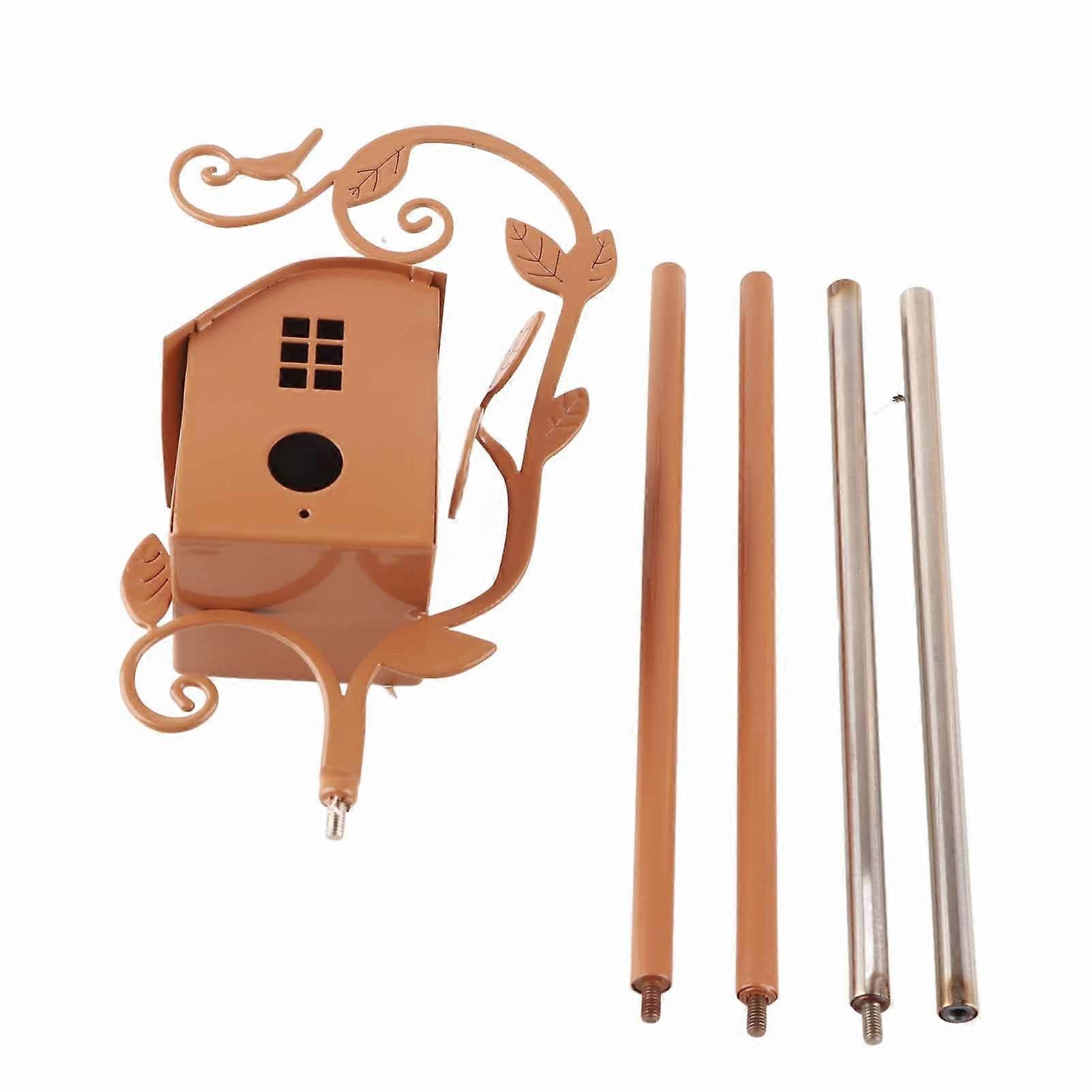 בית ציפורי מתכת עם מוט אמנות מתכת קוטג' הימור בית ציפורים בית יונק הדבש מתכת במצוקה עיצוב גן ציפורים