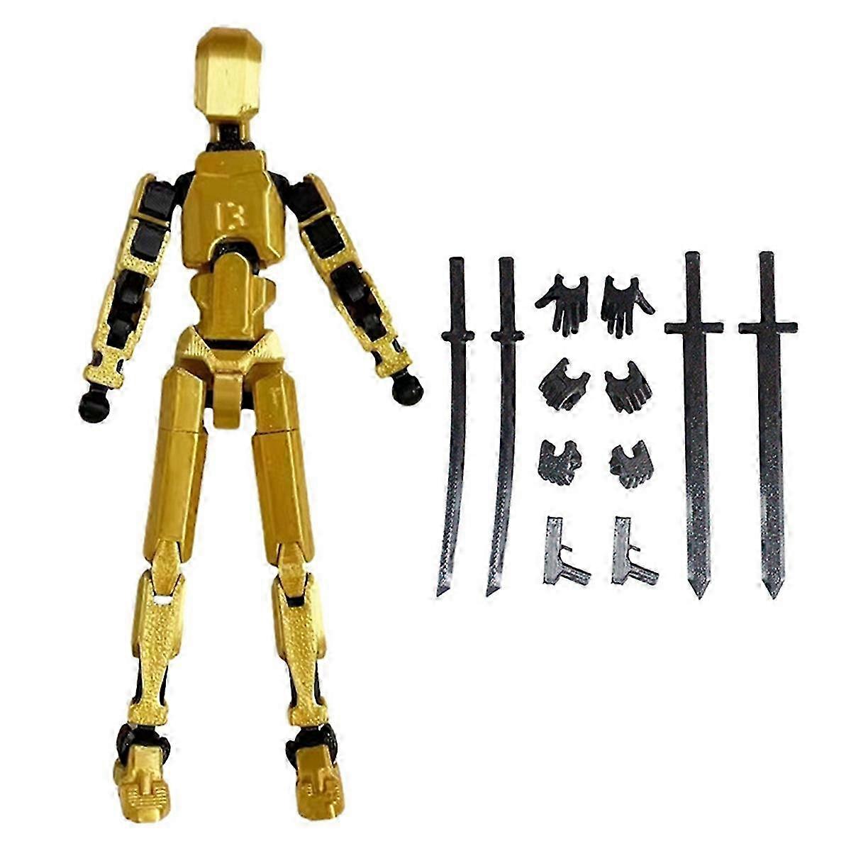 Multi-Jointed Movable Robot 3D Printed Mannequin Dummy Action, Golden