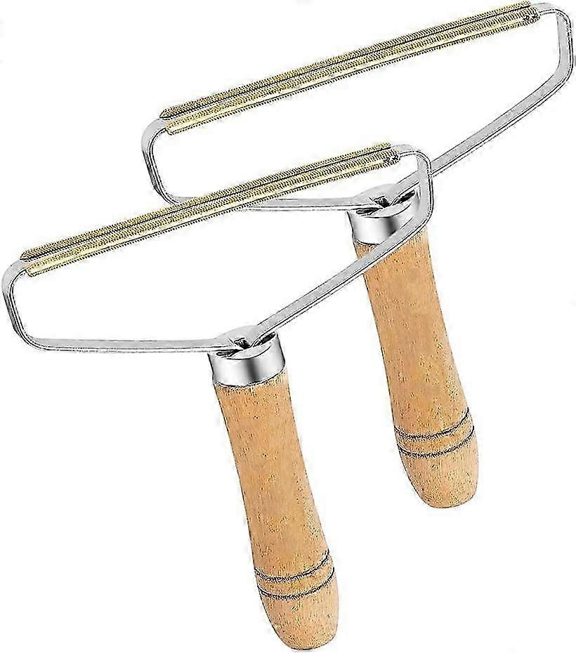 2 Pack Lint Remover, Double Carpet Scraper Manual Brush Tool Wooden