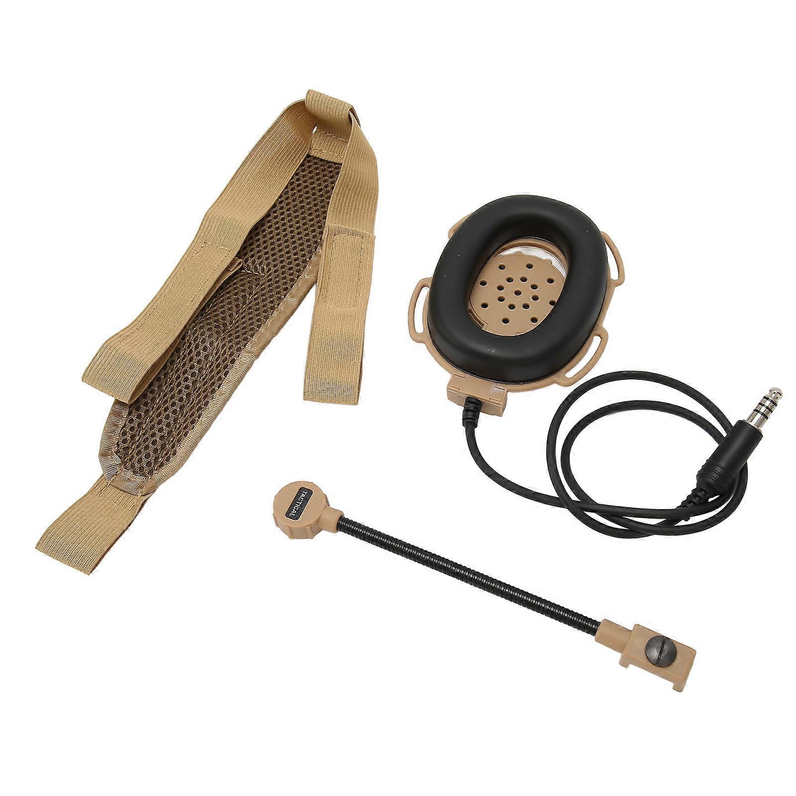 Walkie Talkie Single Side Headset with Mic 7.1mm Plug Brown