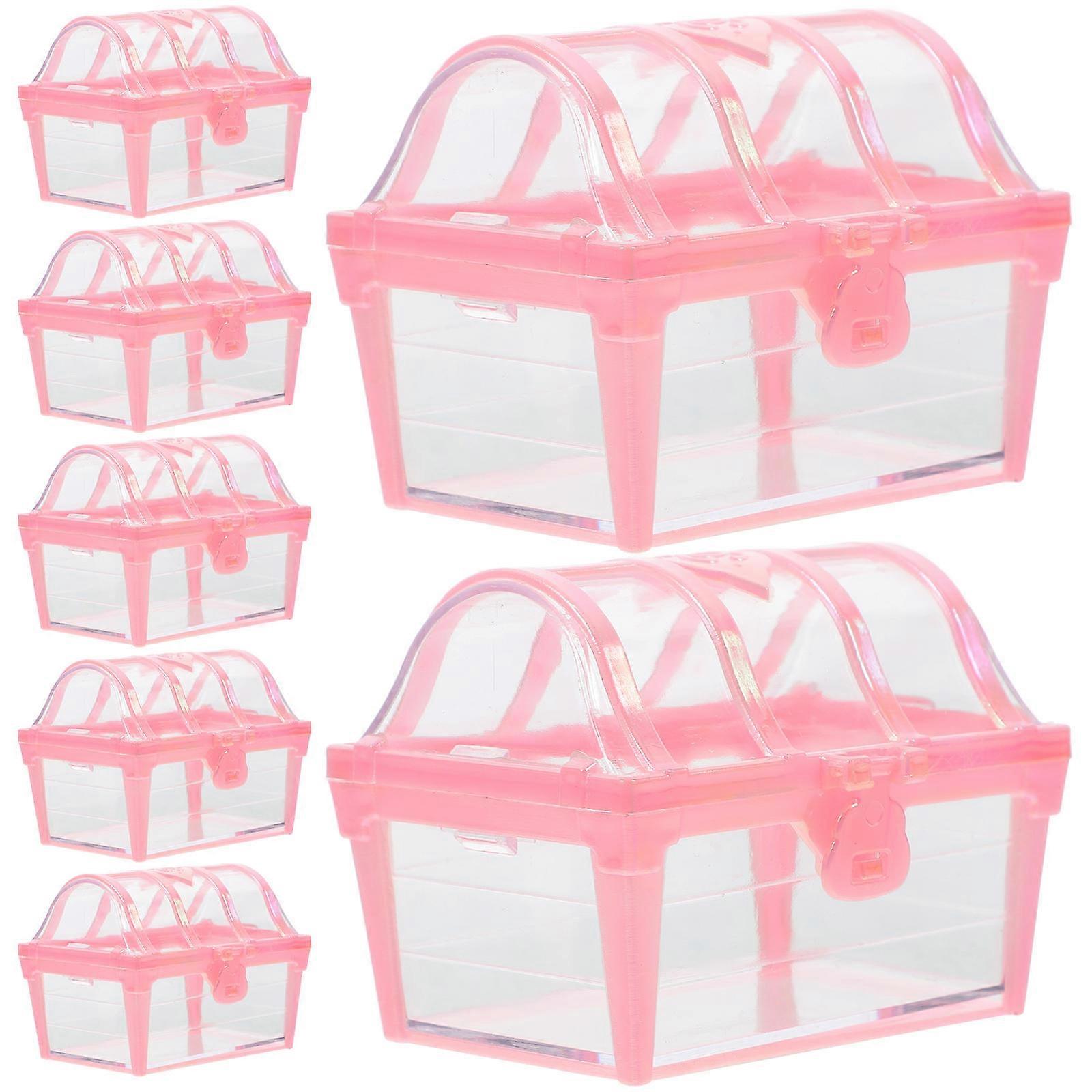 Pink Pirate Treasure Chest Candy Boxes for Home Use Plastic Party Favor Containers 12pcs