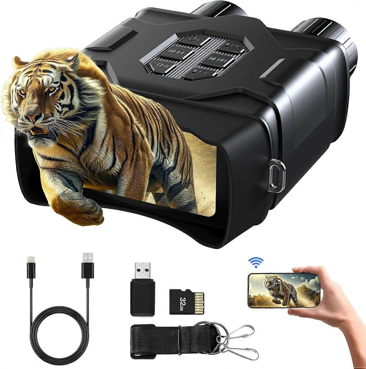 Night Vision Binoculars 4K UHD Video, 52MP Photos, App Remote Control, 10X Zoom, 4" HD Screen(Black)