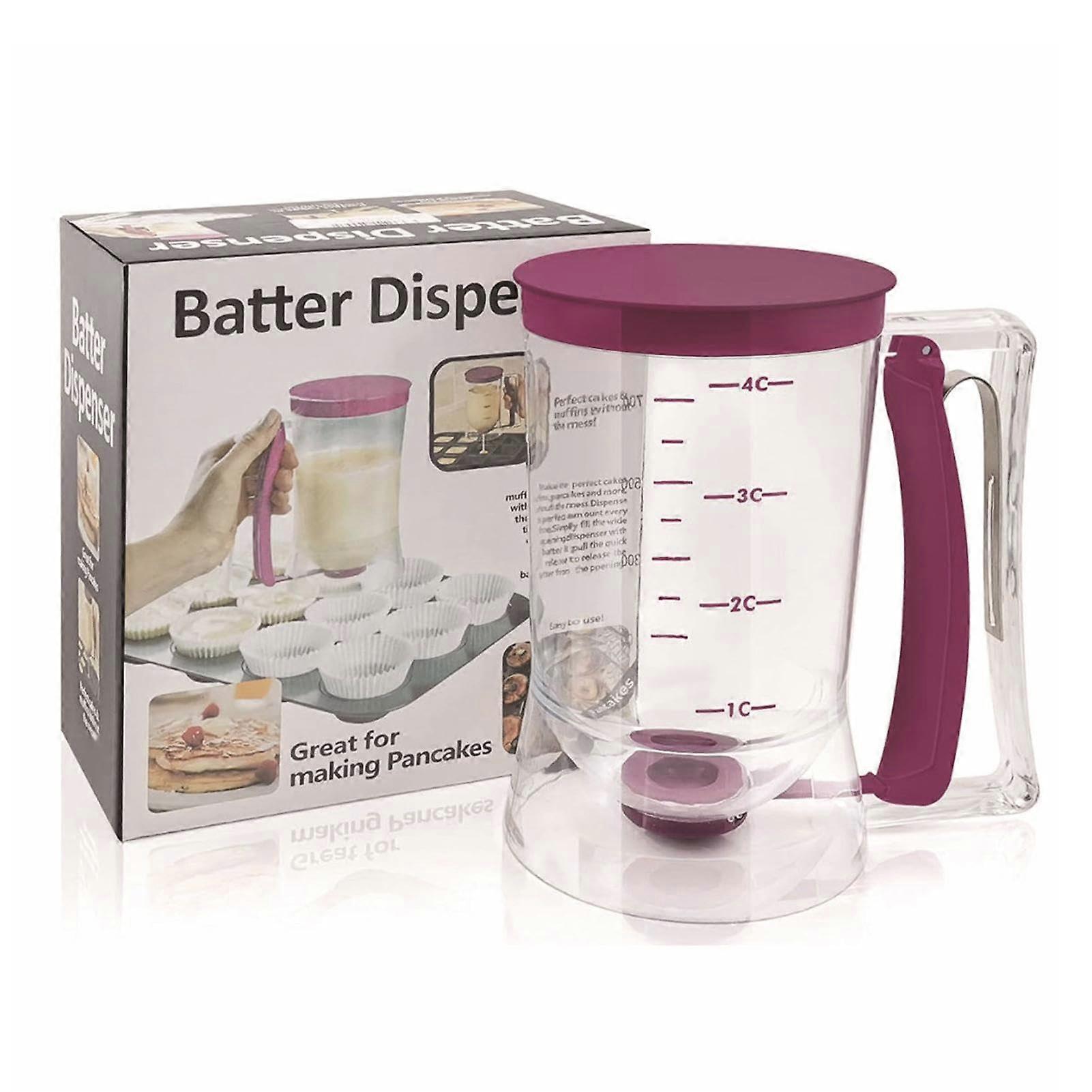 Batter Dispenser 900ML Manual Batter Mixer With Measuring Label Handheld For Pancakes Waffles Muffins Cupcakes