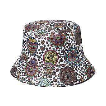 Boho Style Printed Bucket Hat Reversible Dual Side Wearing Sun Cap