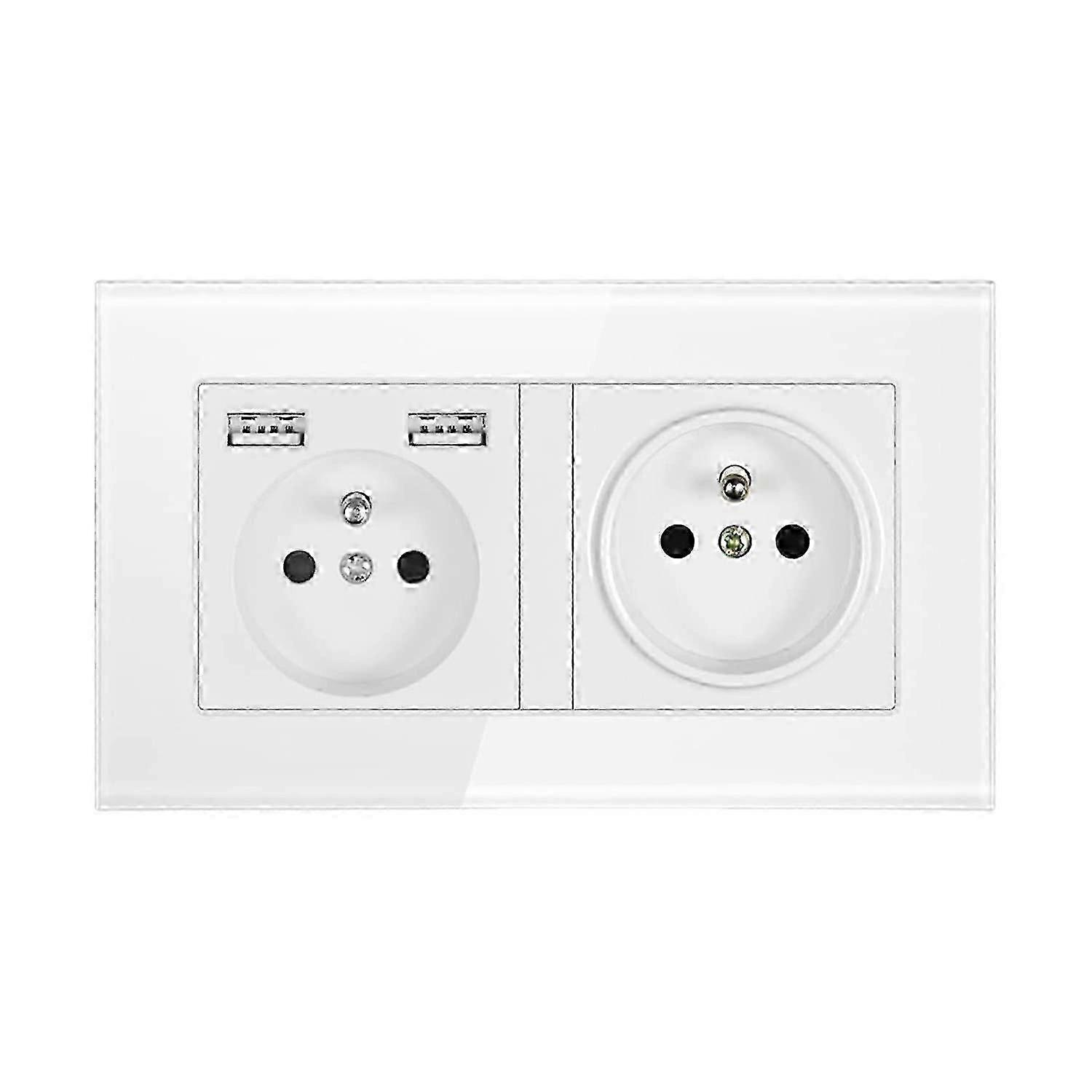 2025 Double Wall Socket, Wall Electrical Socket with Dual USB 5V/2100mA, Recessed Socket with 2 USB Ports Practical and Handy