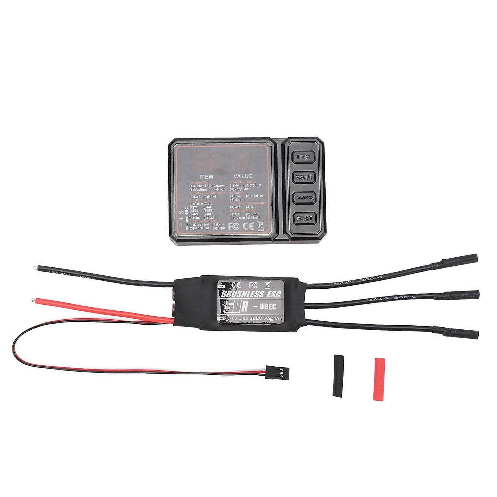 RC Airplane Brushless ESC 50A Electric Speed Controller with Programming Card for Model Aircraft
