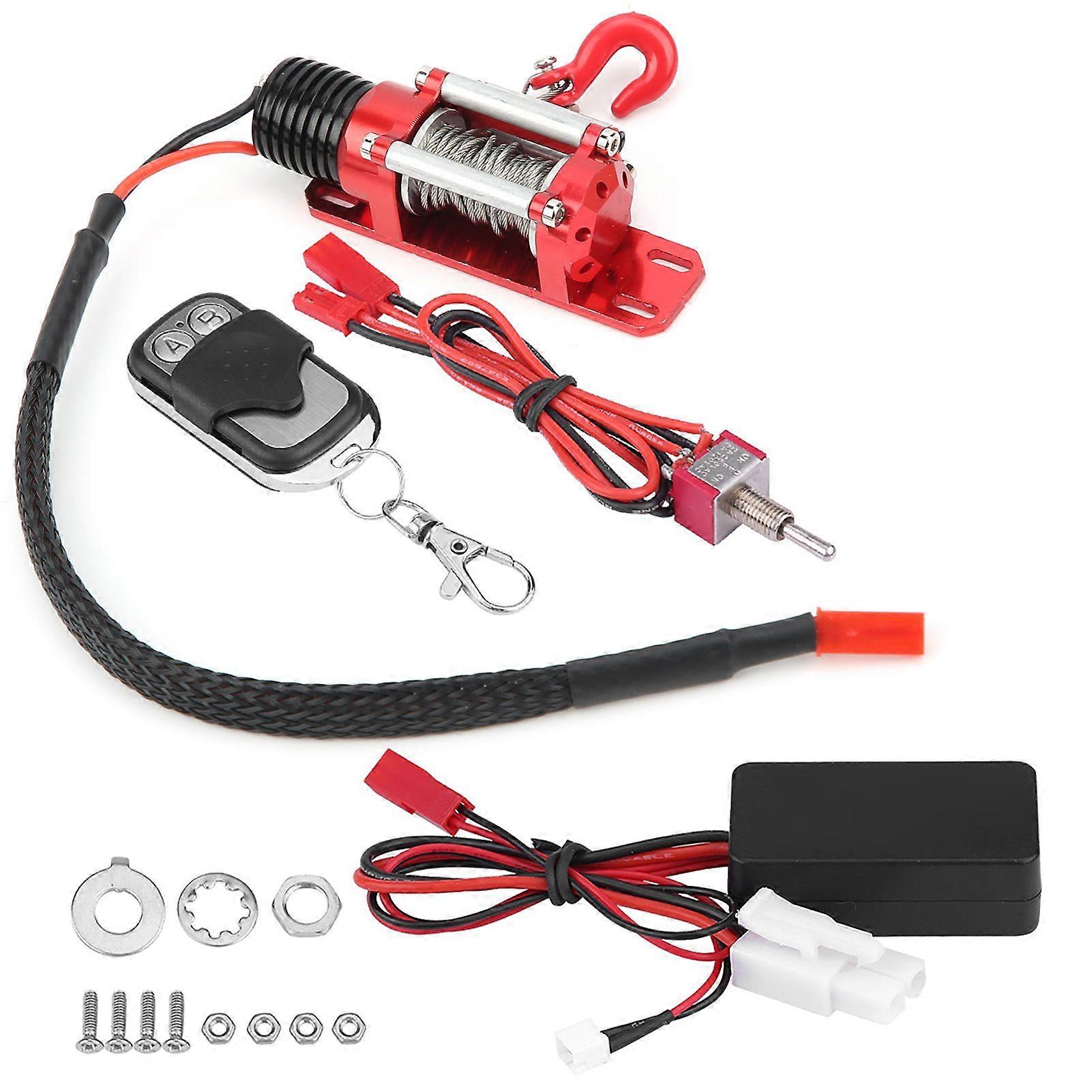 1/10 Scale RC Model Vehicle Crawler Car Accessory Metal Winch With Remote Controller