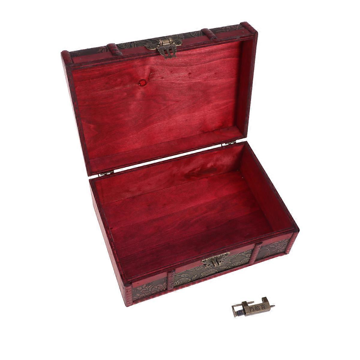 Wooden Storage Box with Lock for Holding Items Vintage Sundries Organizing Box