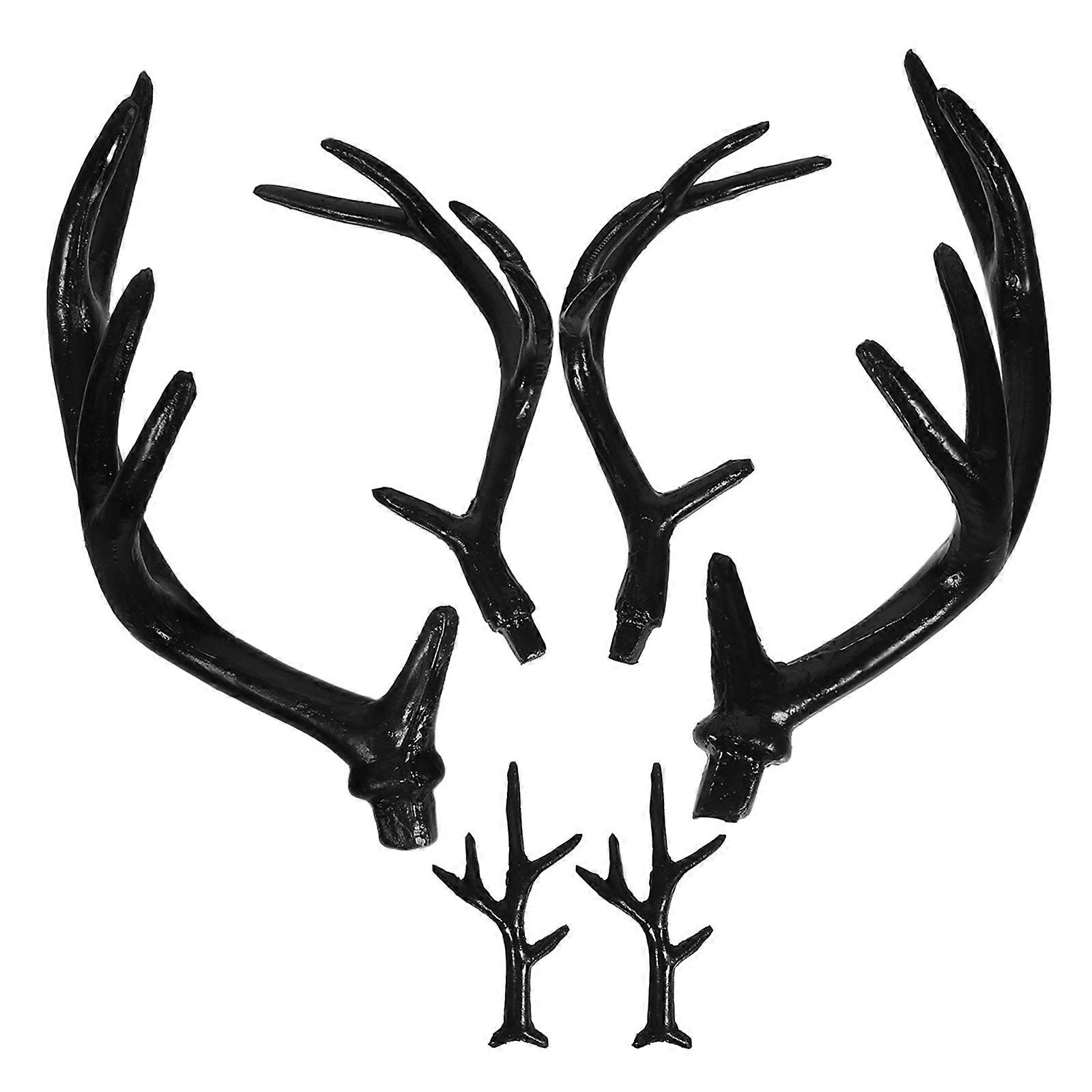 Black PVC Deer Horn Halloween Headpiece for Decoration 12Pairs Set