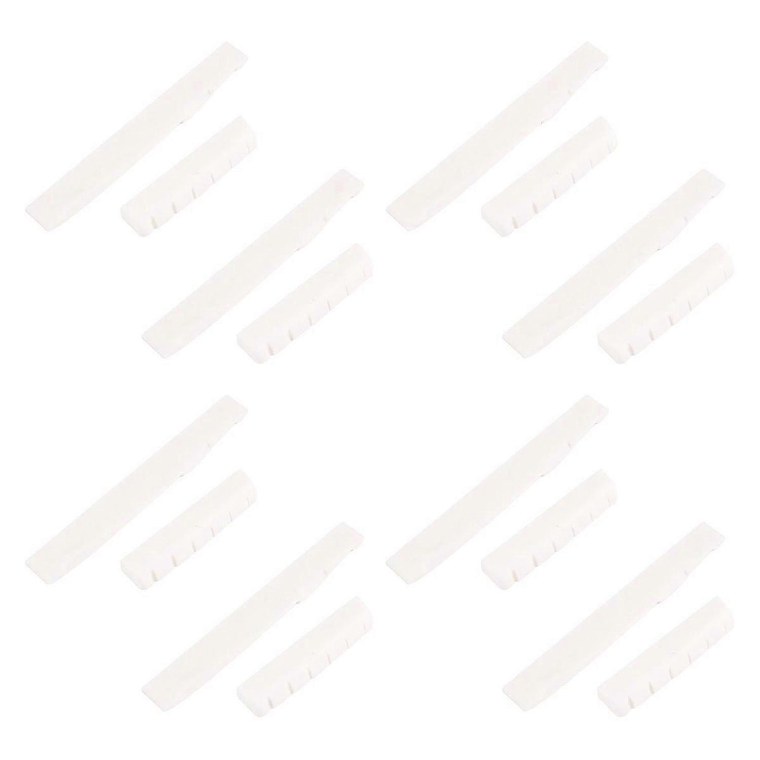 8 Sets of 16Pcs 6 String Acoustic Guitar Bone Bridge Saddle and Nut Made of Real Bone