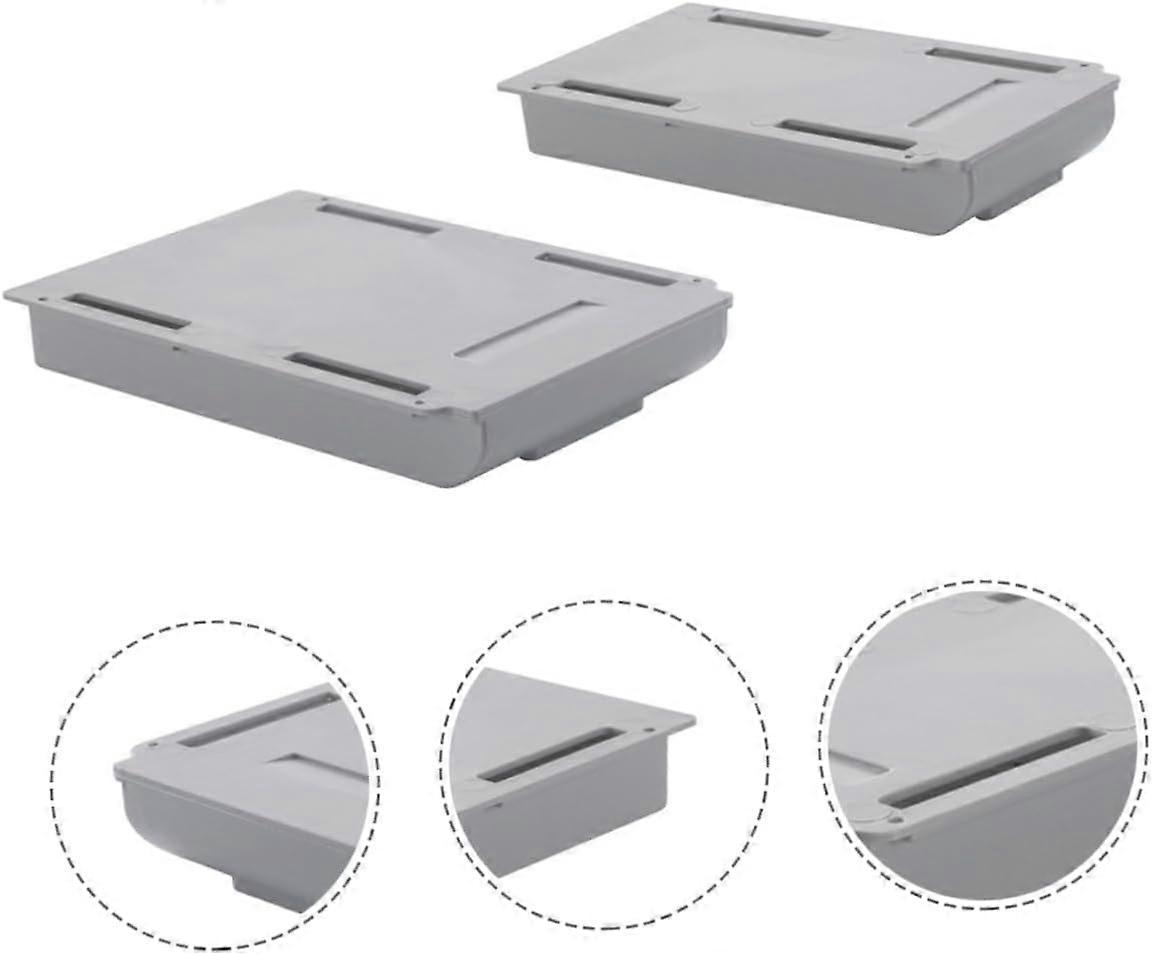 Under Desk Organizer Drawer 2Piece Sticky Adhesive Plastic Storage Boxes with Smooth Slide Rail Grey Small Large