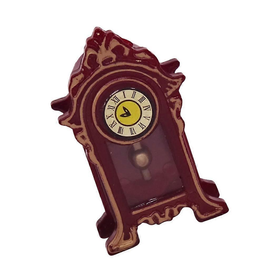Retro Desk Clock Mini House Desk Clock Home Decoration Wood Brown Simulation 1Pcs