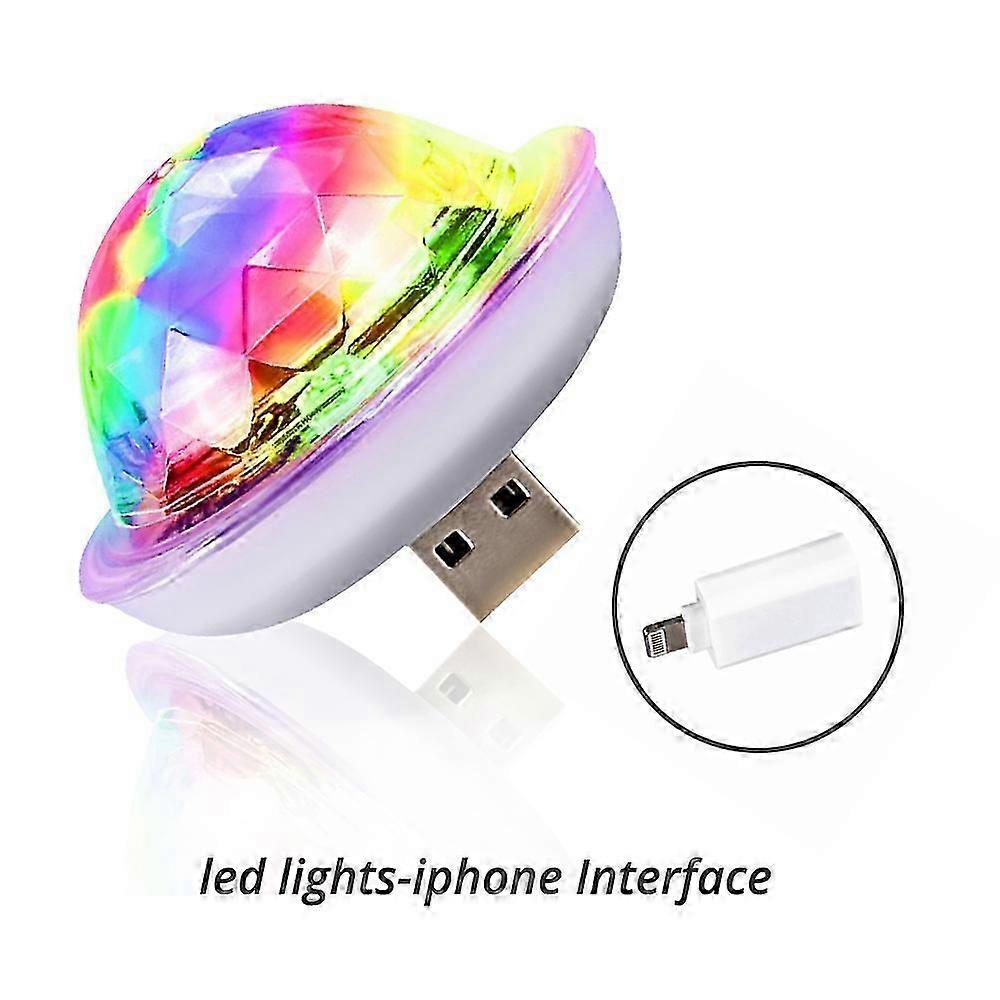 1pcs Car Led Auto Usb Ambient Light Dj Rgb Mini Colorful Music Sound Light Usb-c Interface Apple Interface Holiday Party Karaoke