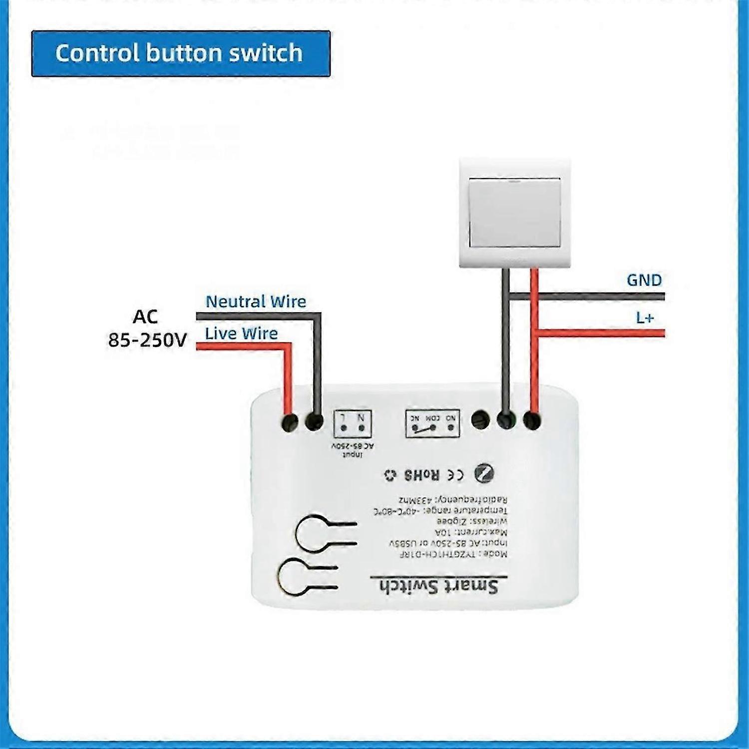 Interrupteur intelligent Zigbee Tuya avec capteur de température Relais Zigbee à contact sec passif Travailler avec le cul de la maison