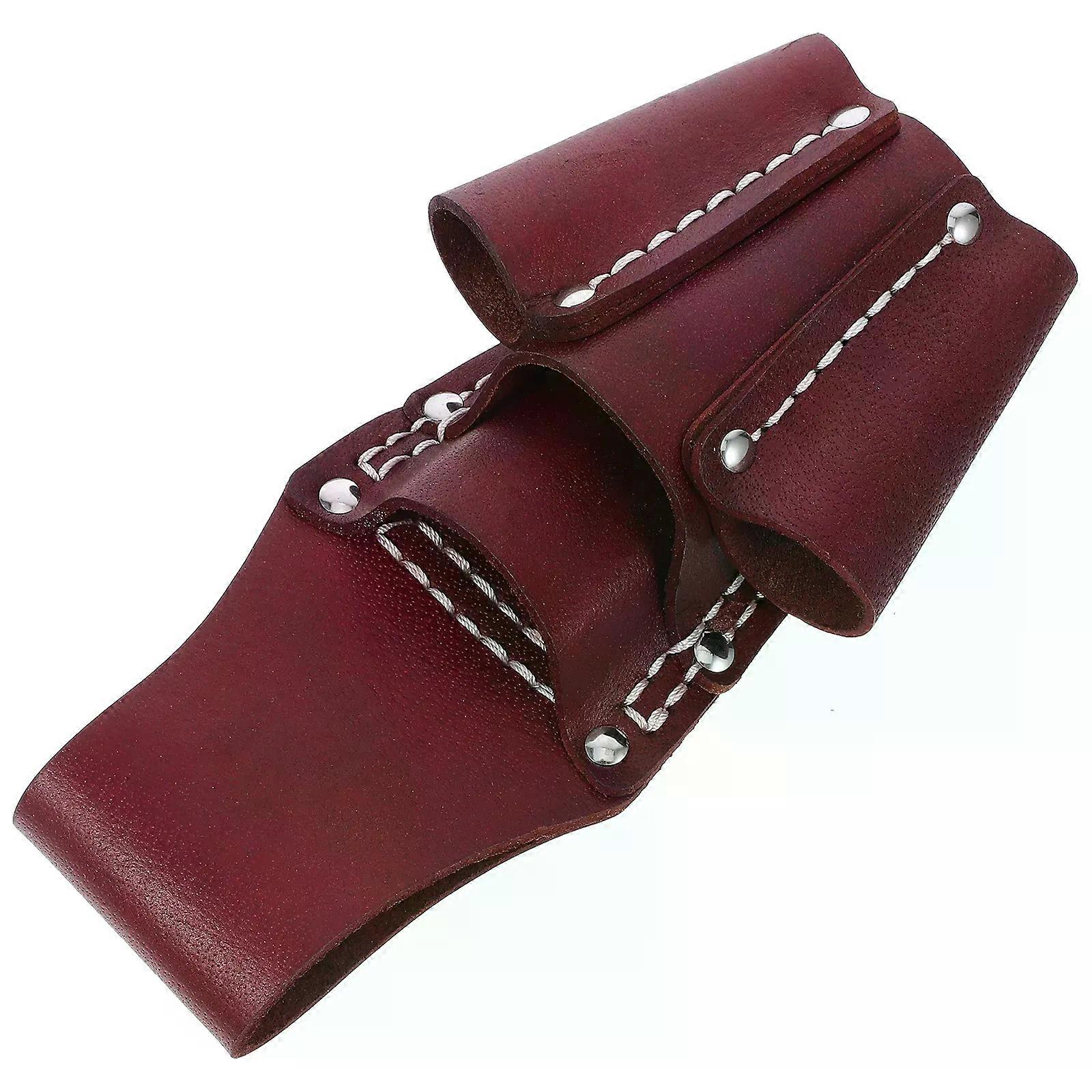 Practical Cowhide Tool Bag Multiple Pockets Repairing Tools Storage Pouch Portable Waist Bag Tool Case Tools Packaging