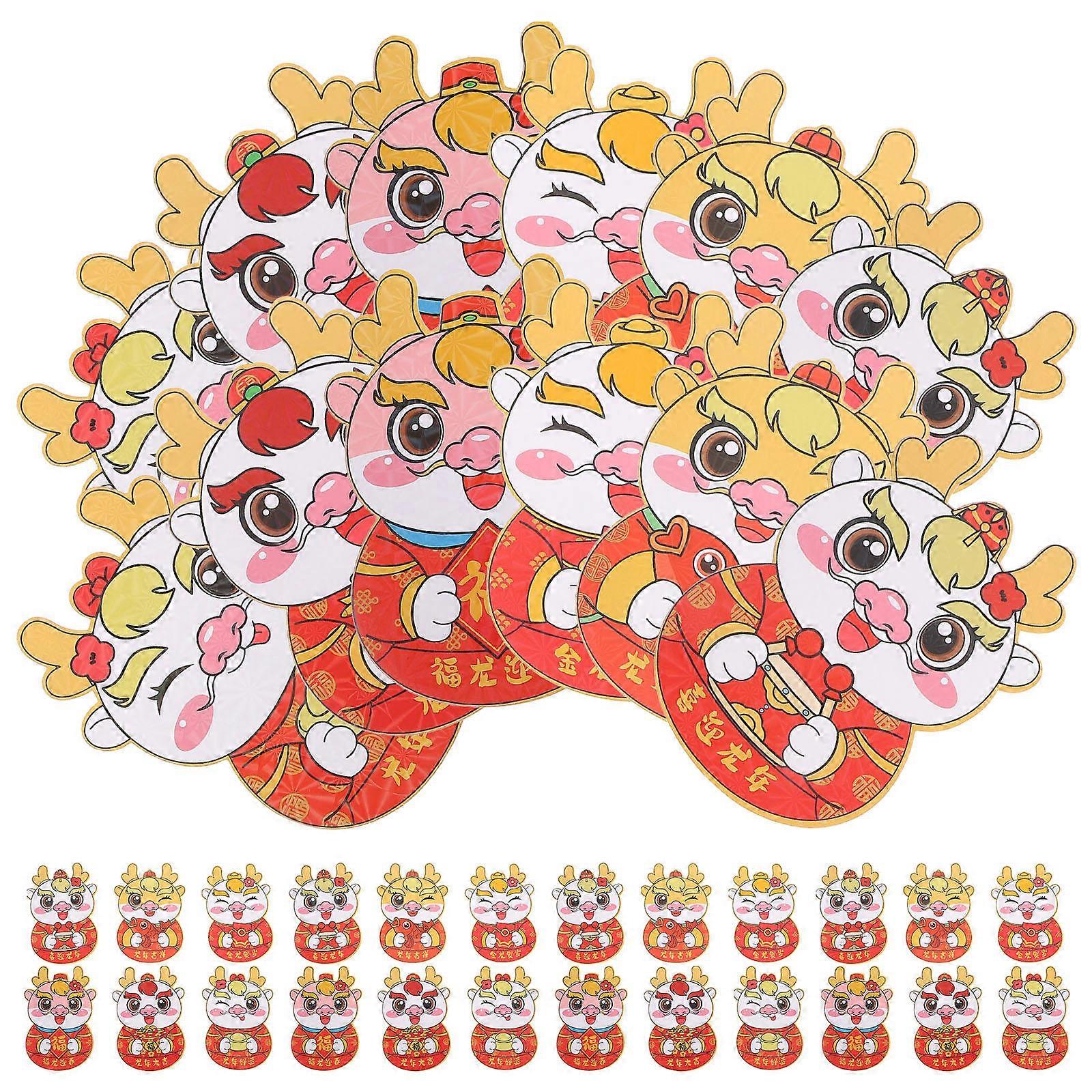 30Pcs Dragon Shape Red New Year Envelopes Gift Container Assorted Color for Graduations