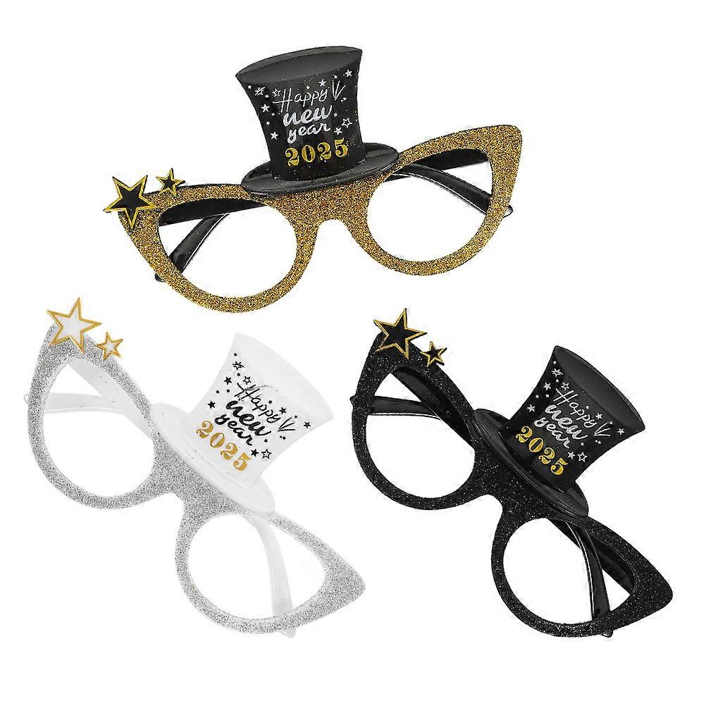 New Year Party Glasses with Frames for Festive Decoration 3Pcs