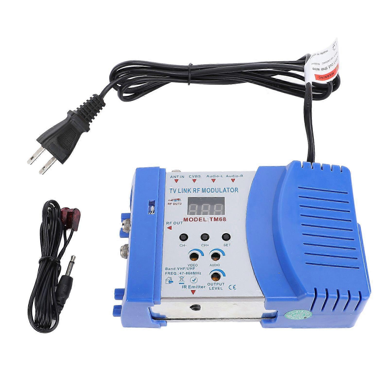 TV LINK RF Modulator VHF UHF Audible Video TV Converter with Infrared IR Control for CATV System PAL NTSC Standard TM68 US Plug