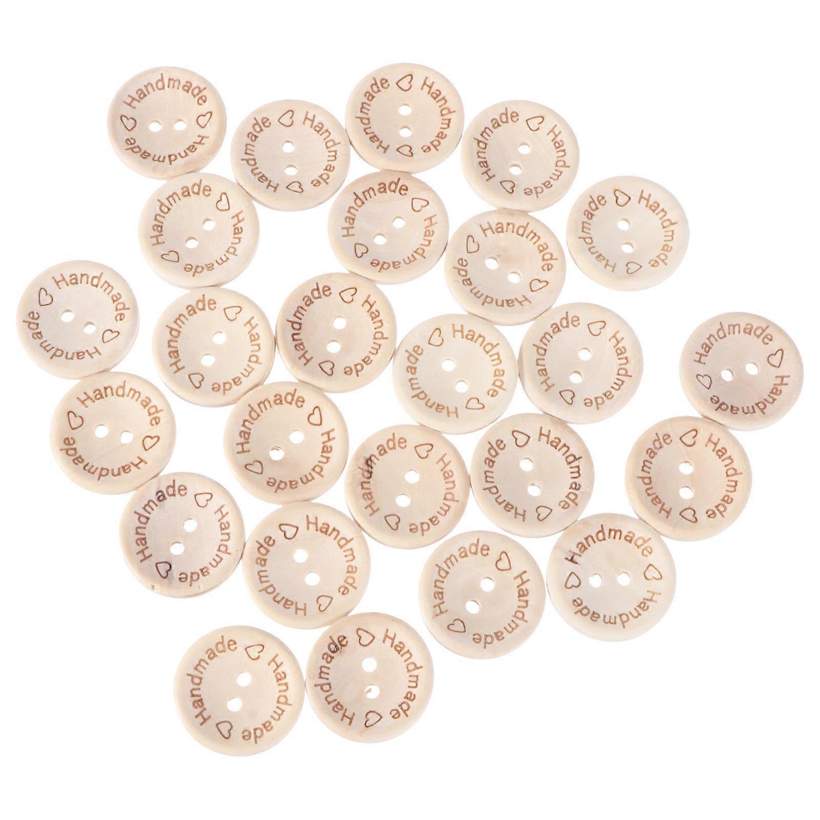 Khaki Wooden Buttons Carved Handmade for Decoration 100Pcs Clothing DIY