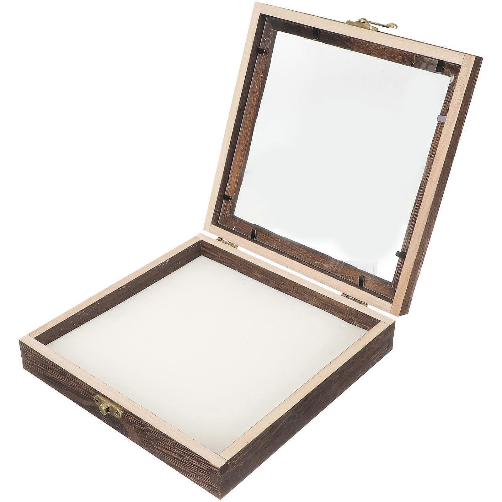 Wooden Specimen Storage Box for Storage Use 4Pcs Coffee Display Case with Cover