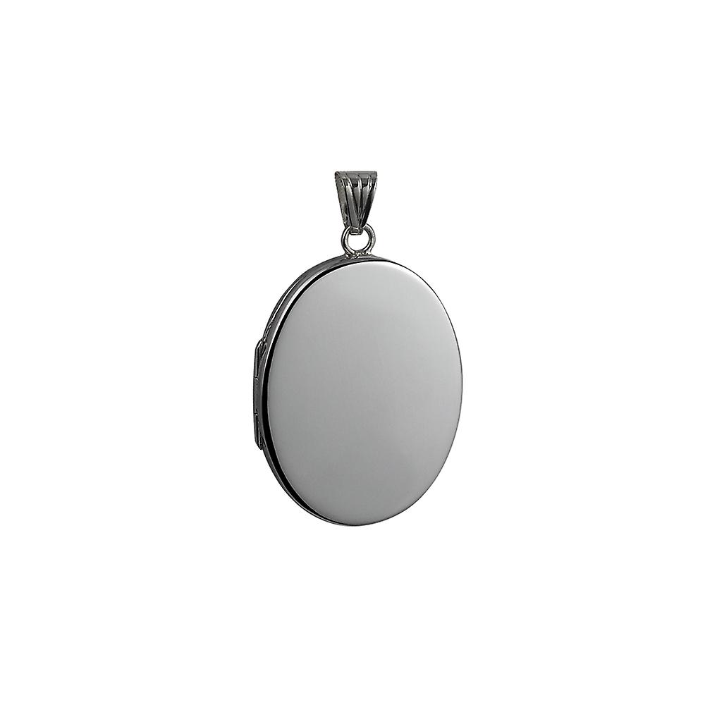 Silver 35x26mm flat oval plain Locket