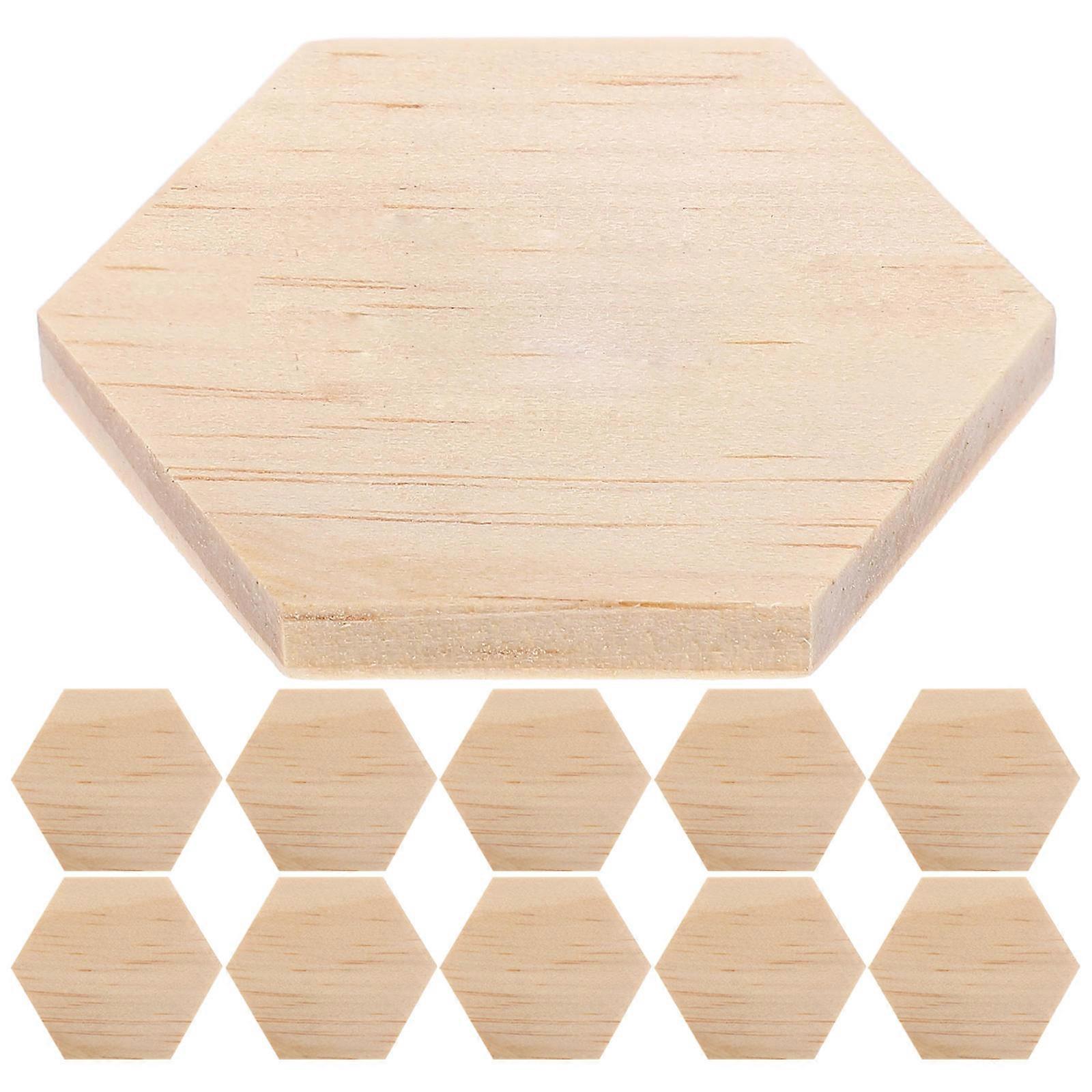 Unfinished Wooden Tags 100 Pcs General Public DIY Activities 5X5X0.5CM Hexagon Durable Material
