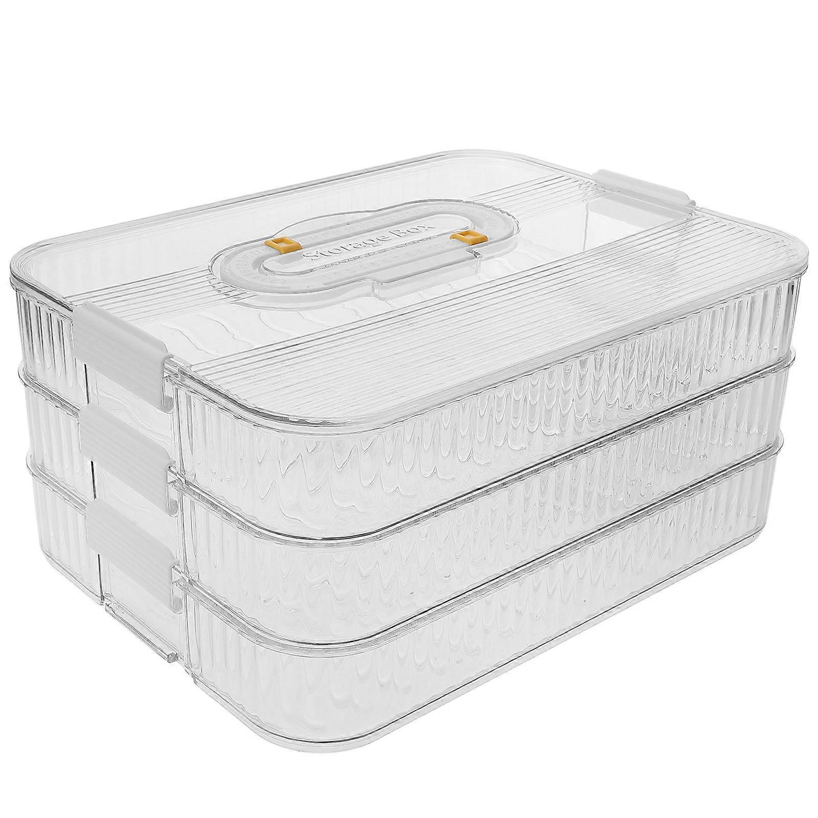 Rectangular Food Storage Case 2Pcs Detachable Dumpling Box For Refrigerator Organization And Avoid Dumpling Adhesion