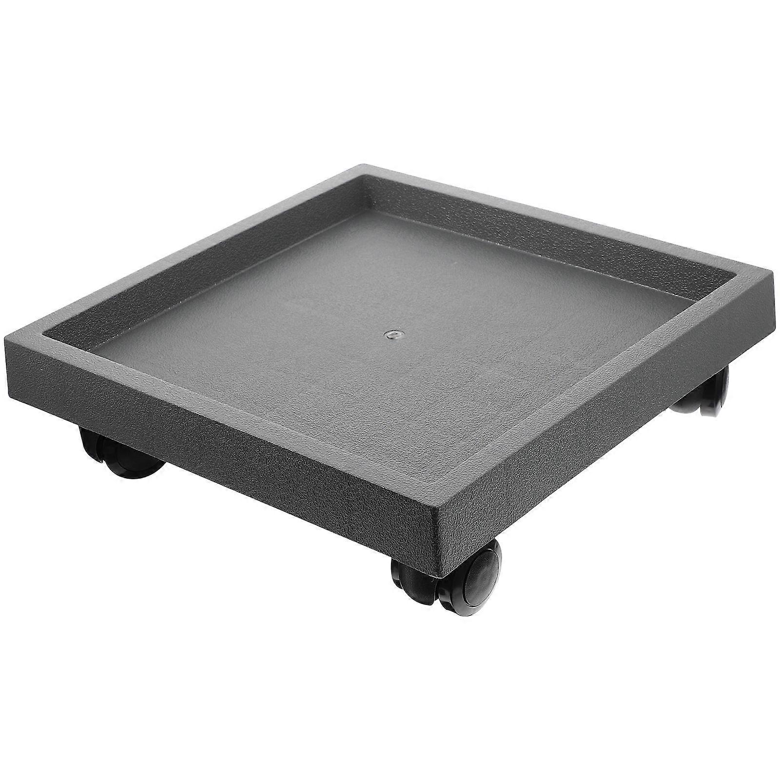 2Pcs Plant Dolly With Wheels Grey Rolling Plant Stand Square Shape Easy To Move For Gardens