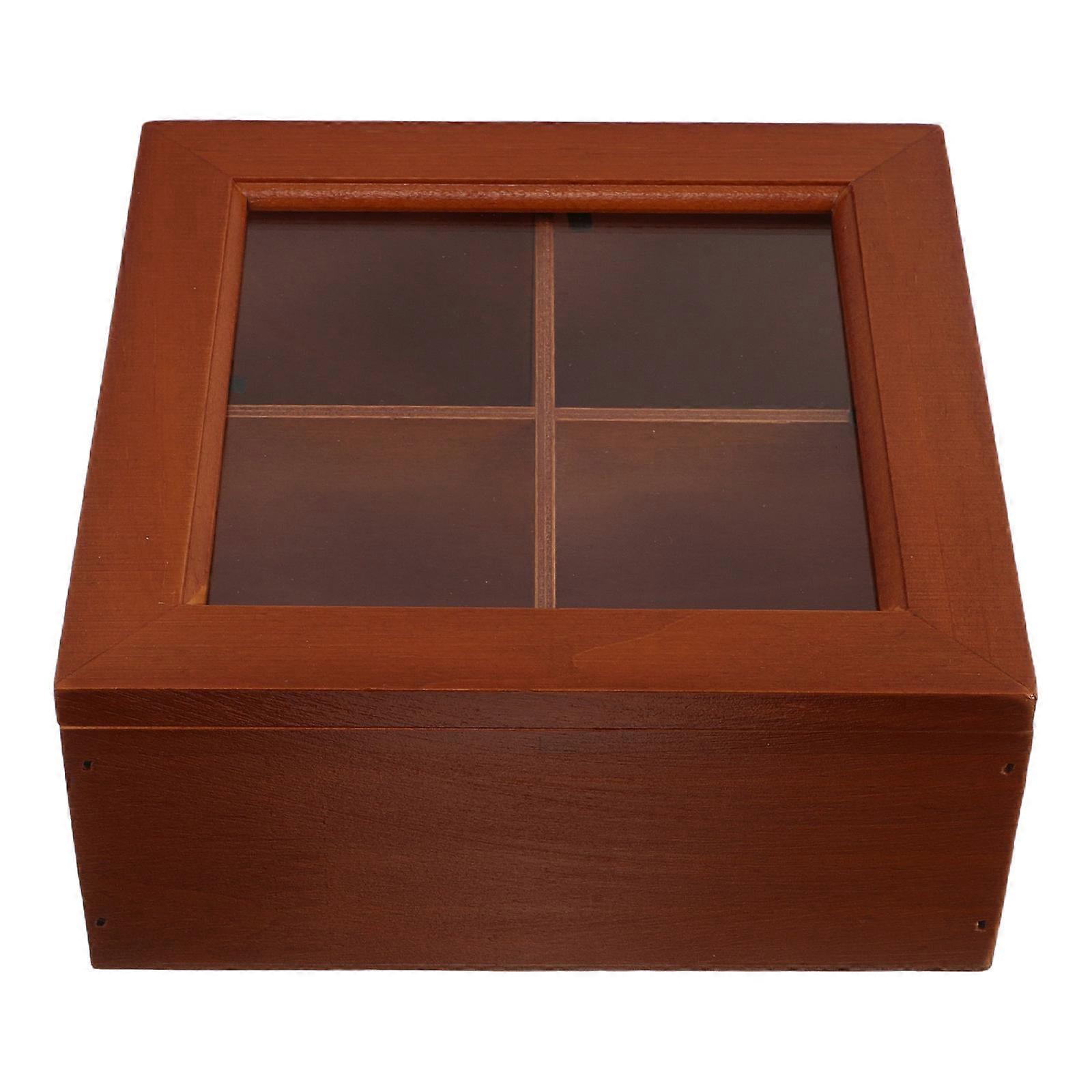 Brown Wood Trinket Box for Storage 4Pcs with Vintage Style Design
