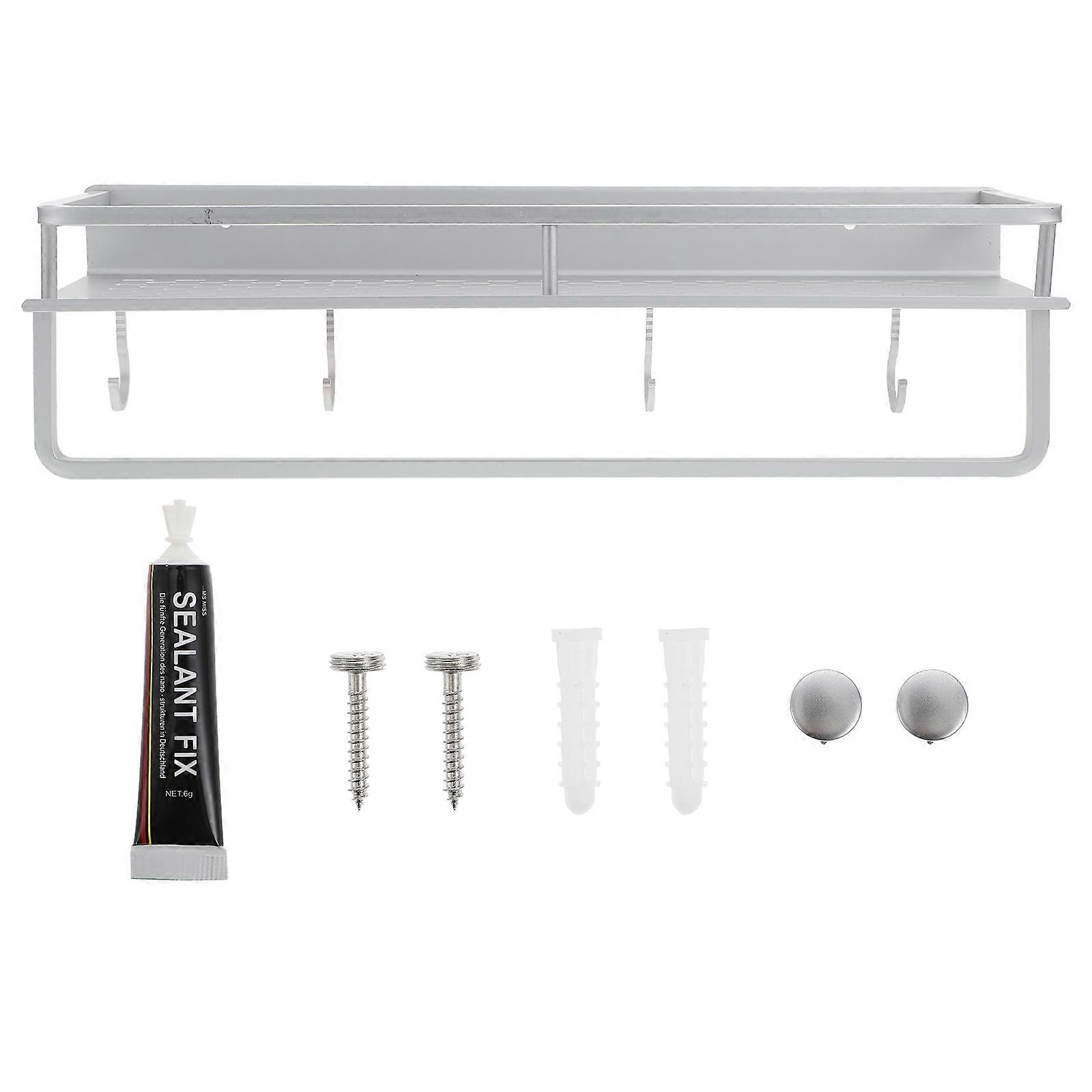 Simple Wall Hanging Rack Bathroom Storage for Use 2Sets White Organizer