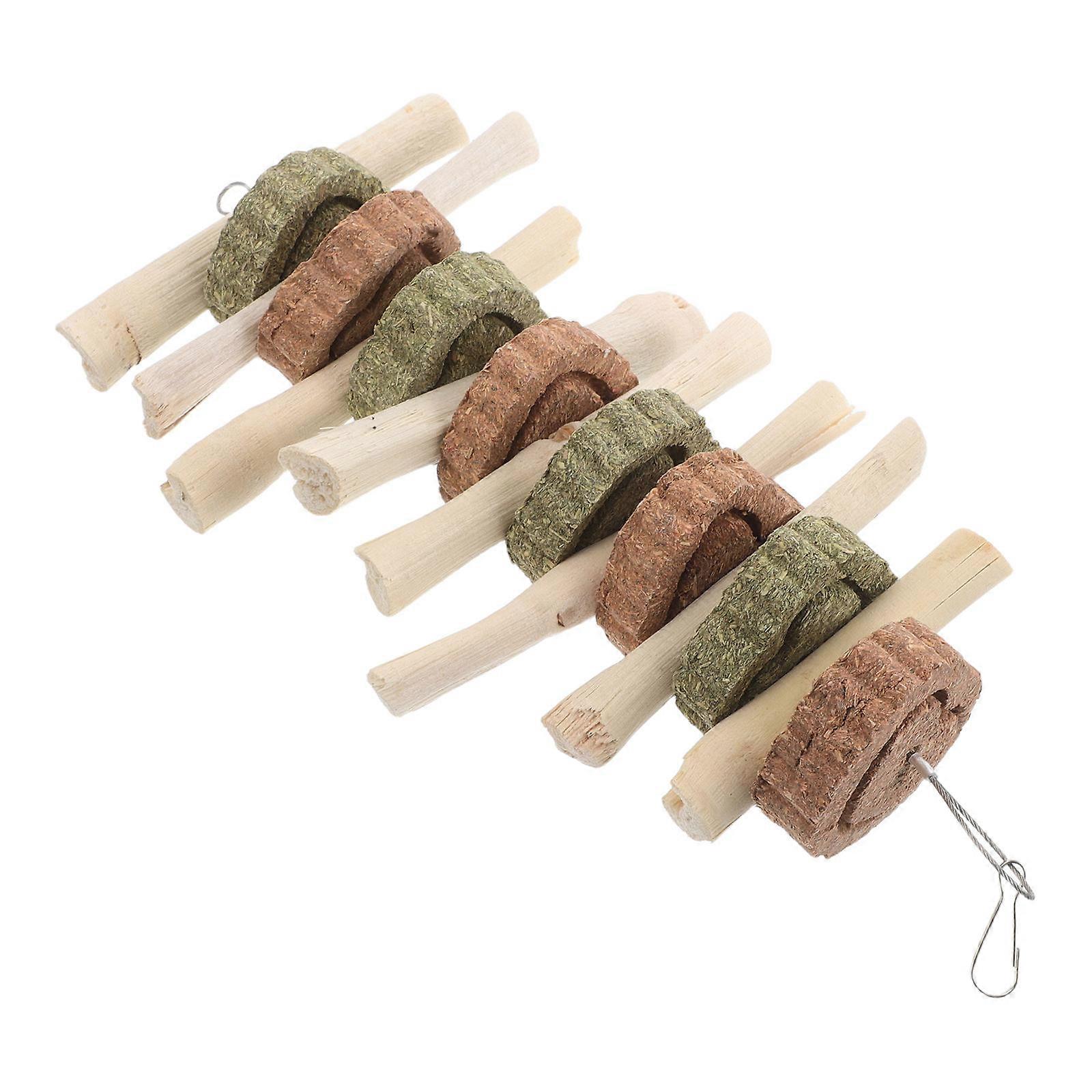 Small Animal Chew Toy Bunny Bamboo Chew Sticks 2Pcs for Pet Teeth Care