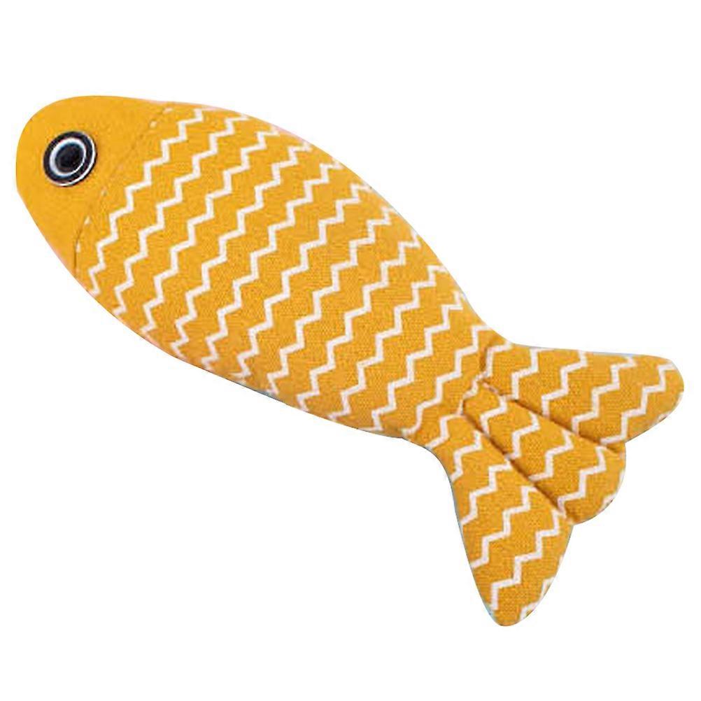 Catnip Toys 4Pcs Interactive Cat Toy For Pet Cats Indoor Play Yellow Fish Shaped Physical Exercise