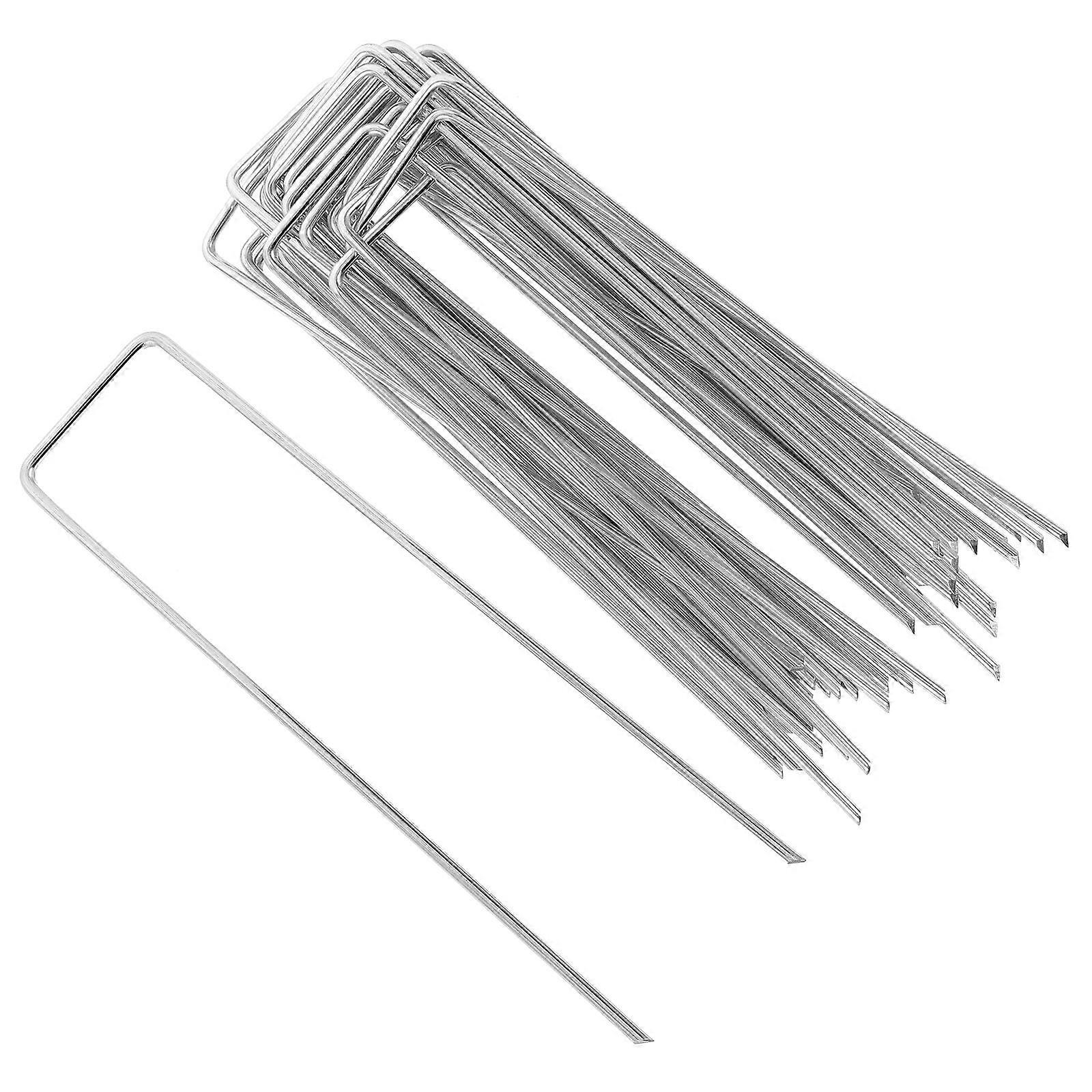 50Pcs Professional Weight U-Shaped Ground Staples For Outdoor Landscaping And Garden Use In Silver With Durable Anti-Rust Construction