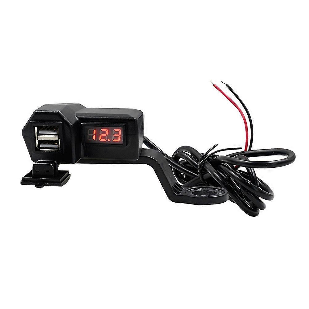 USB Mobile Phone Charger 2 Sets With Voltmeter For Motorcycle Outdoor Riding 5V 3.4A 2Pack