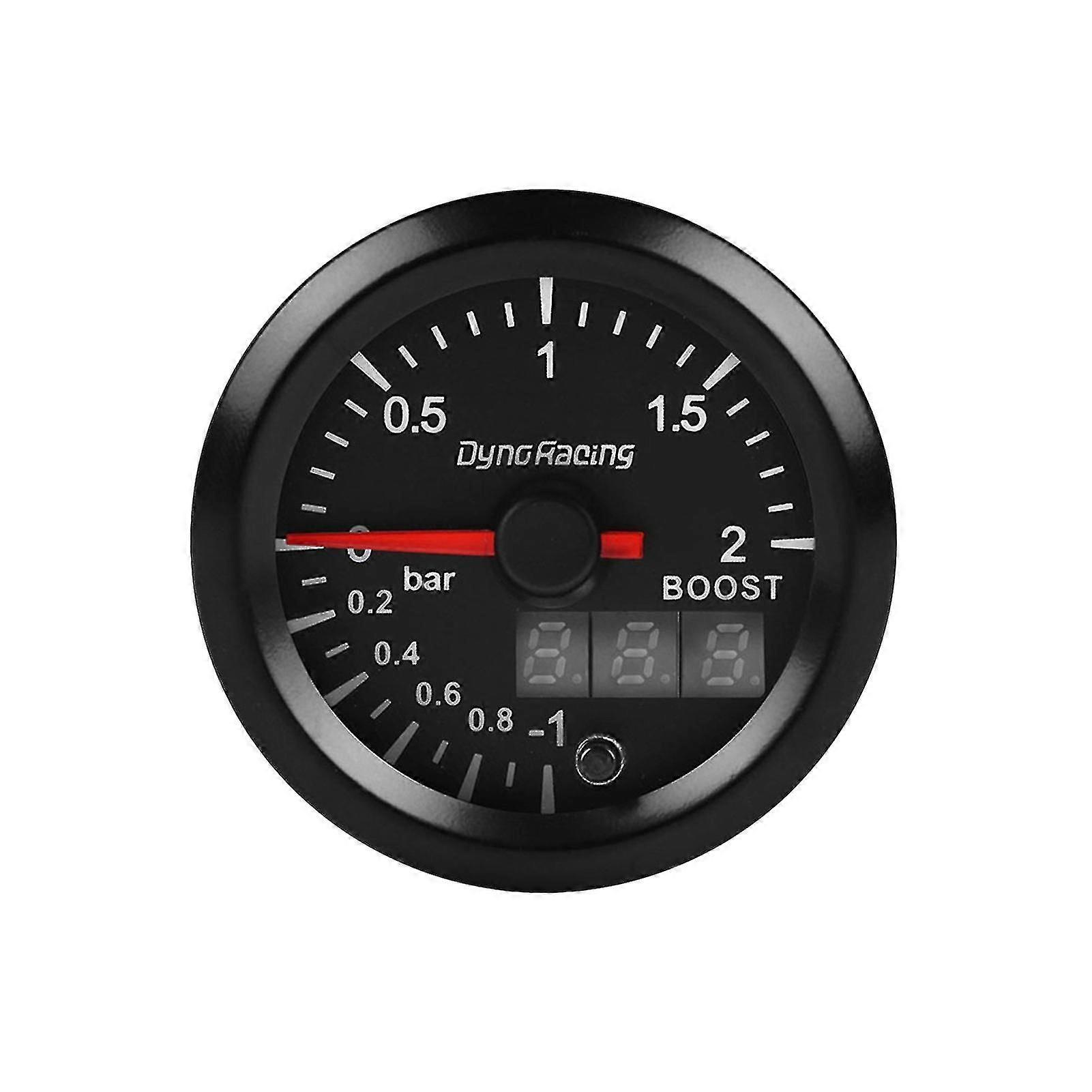 Turboladdtrycksmätare med dubbel display, 2 bar och laddtryckssensor, 52 mm, 2 tum, turbotrycksmätare för bil