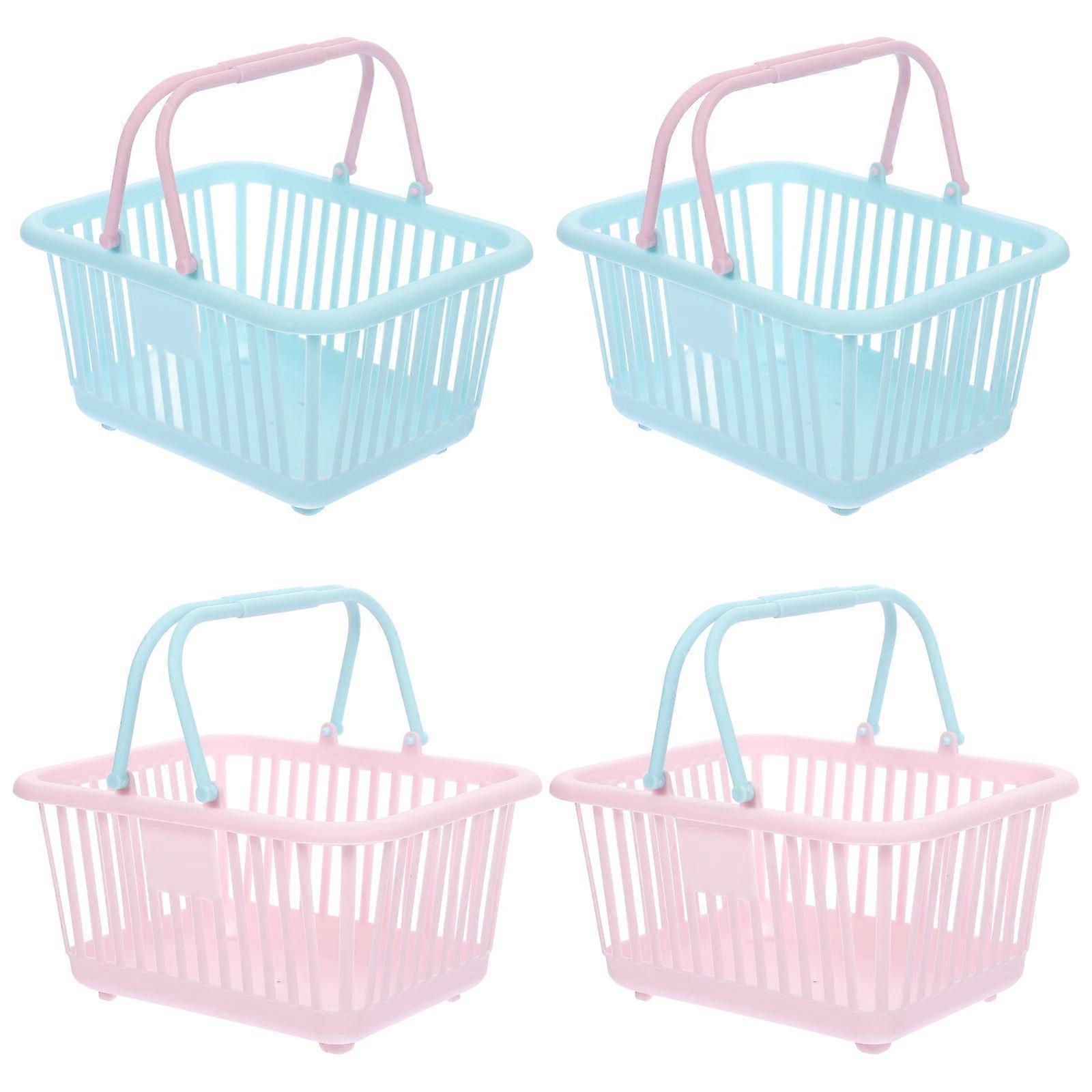 Plastic Baskets Small Plastic Baskets for Storage 4Pcs with Handles