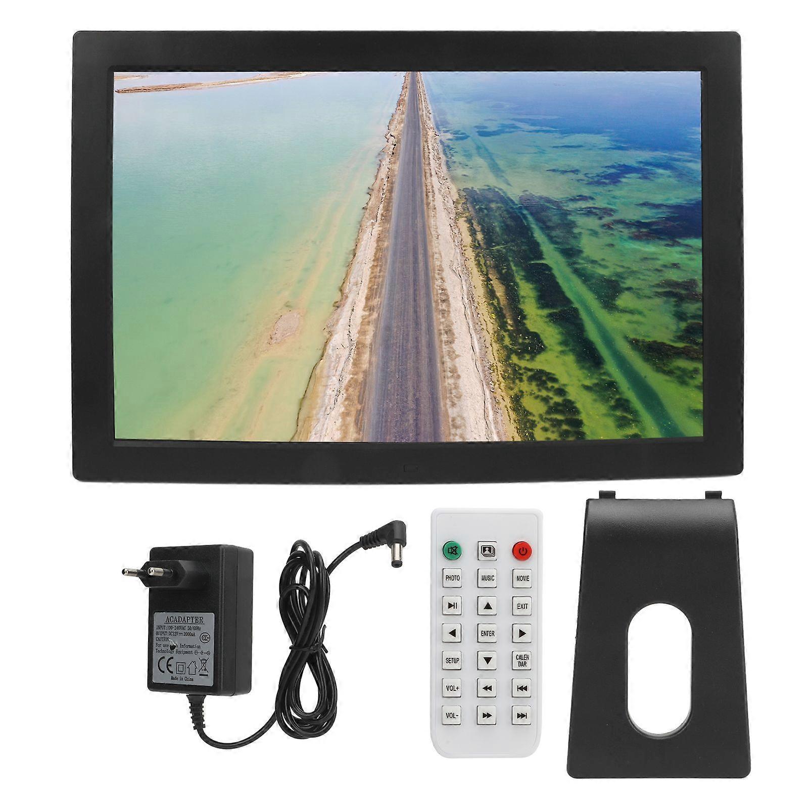 Digital Photo Frame 17in Remote Control 1080P Video Picture Play Music Clock Calendar for Home