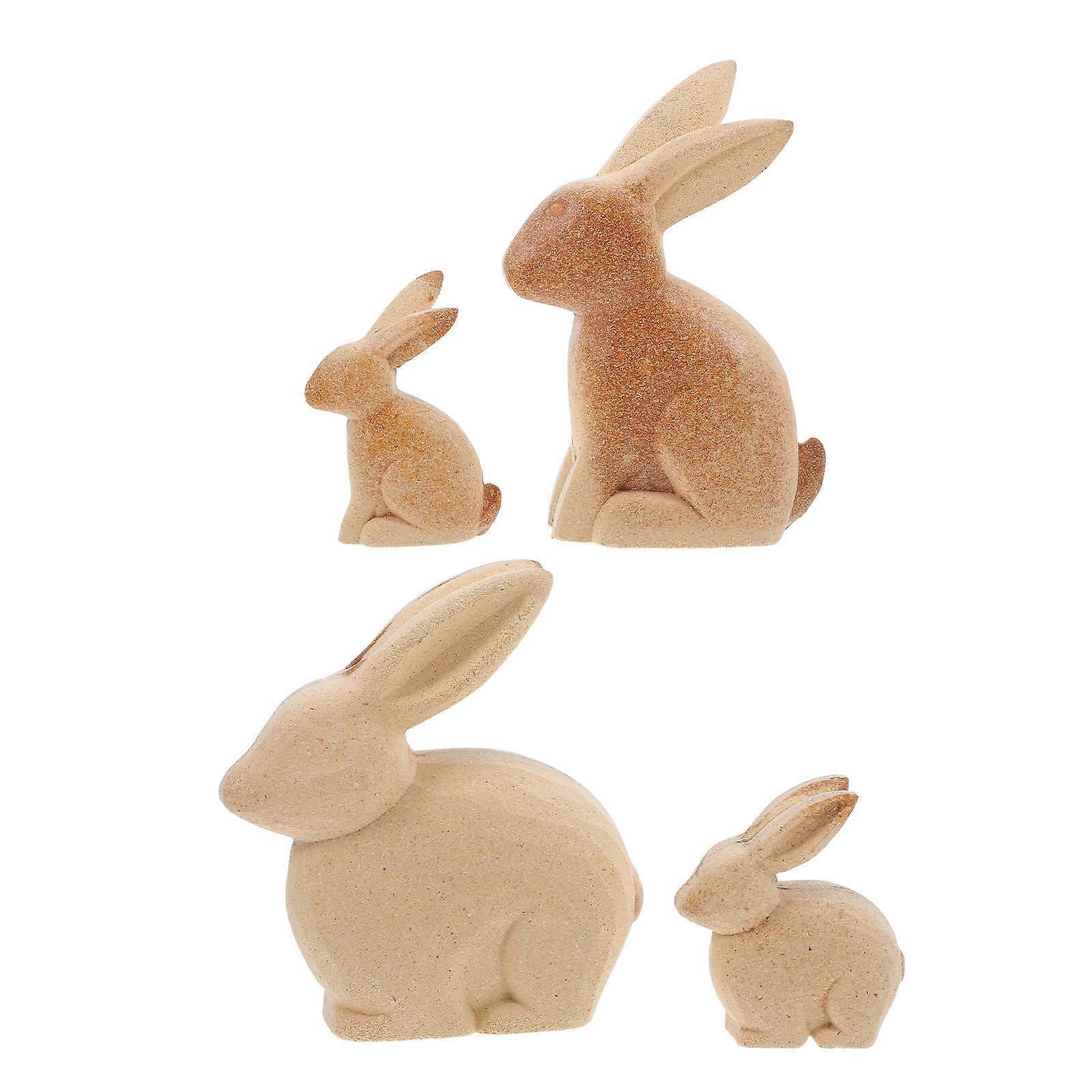 Wooden Bunny Rabbit Figurines for DIY Crafts 8Pcs Easter Table Decor