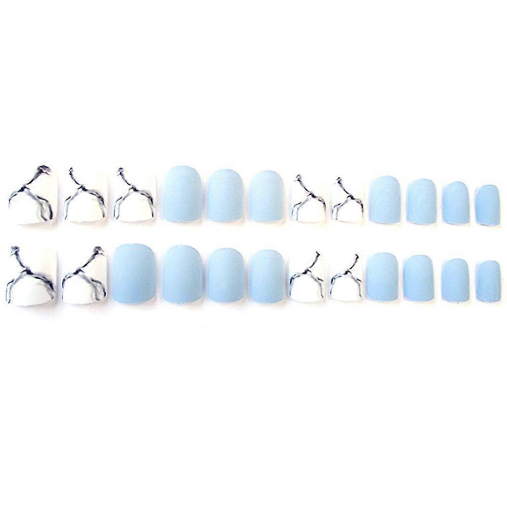 24Pcs/Box Marbleing Pattern Decoration Artificial False Fake Nail Art Tip & Glue
