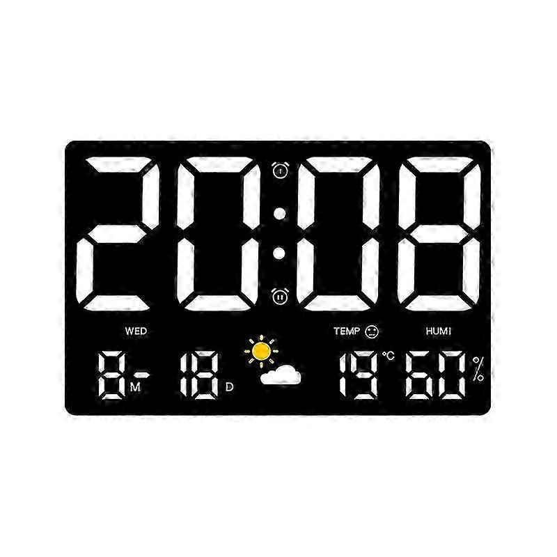 High-Definition Large-Screen Wall Clock Temperature and Humidity Display Weather Clock Multi-Function Color Digital Alarm Clock 26s