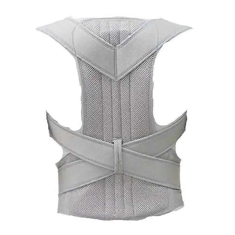 Adjustable Back Brace Unisex, Upper And Lower Lumbar Support, Spine Alignment And Posture Correction, Light Grey XL