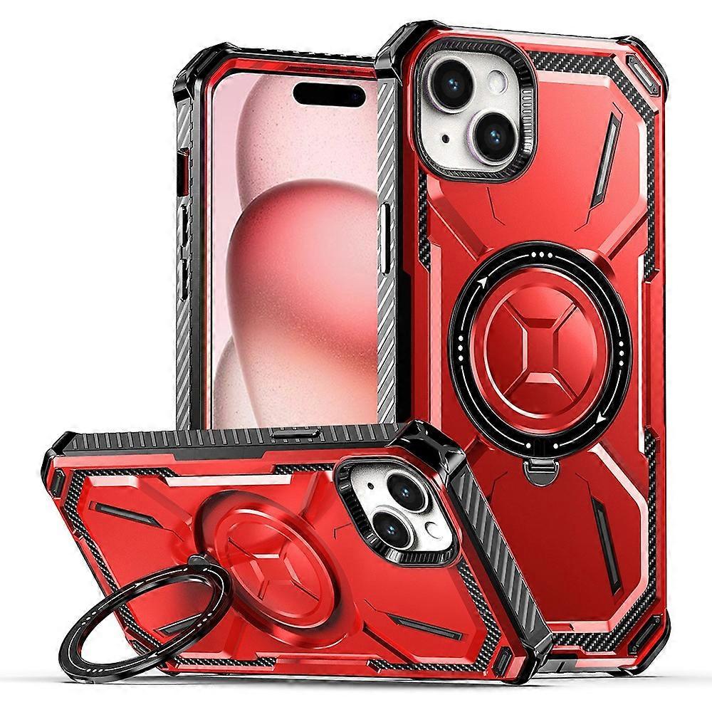 Compatible For iPhone 15 Plus Magnetic Case Ring Holder Kickstand Protective Phone Cover
