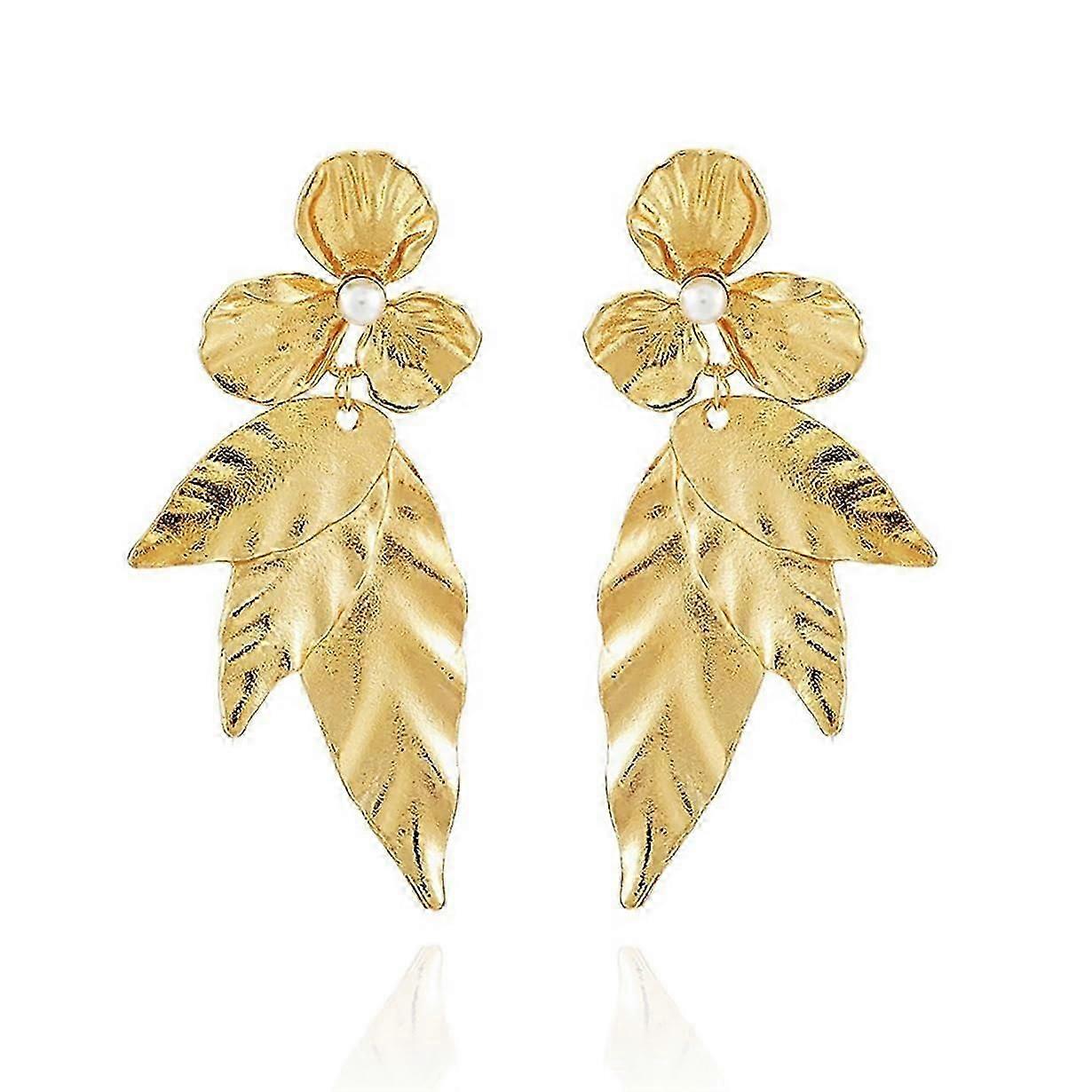 Plated Floral Boho Earrings Oversized for Women's