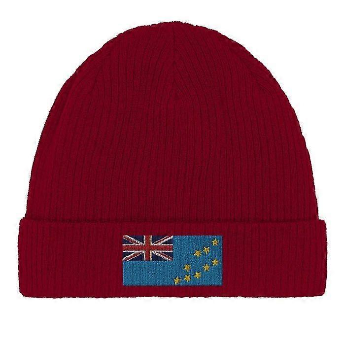 Cotton Beanie – Tuvalu Flag – Embroidery – Red